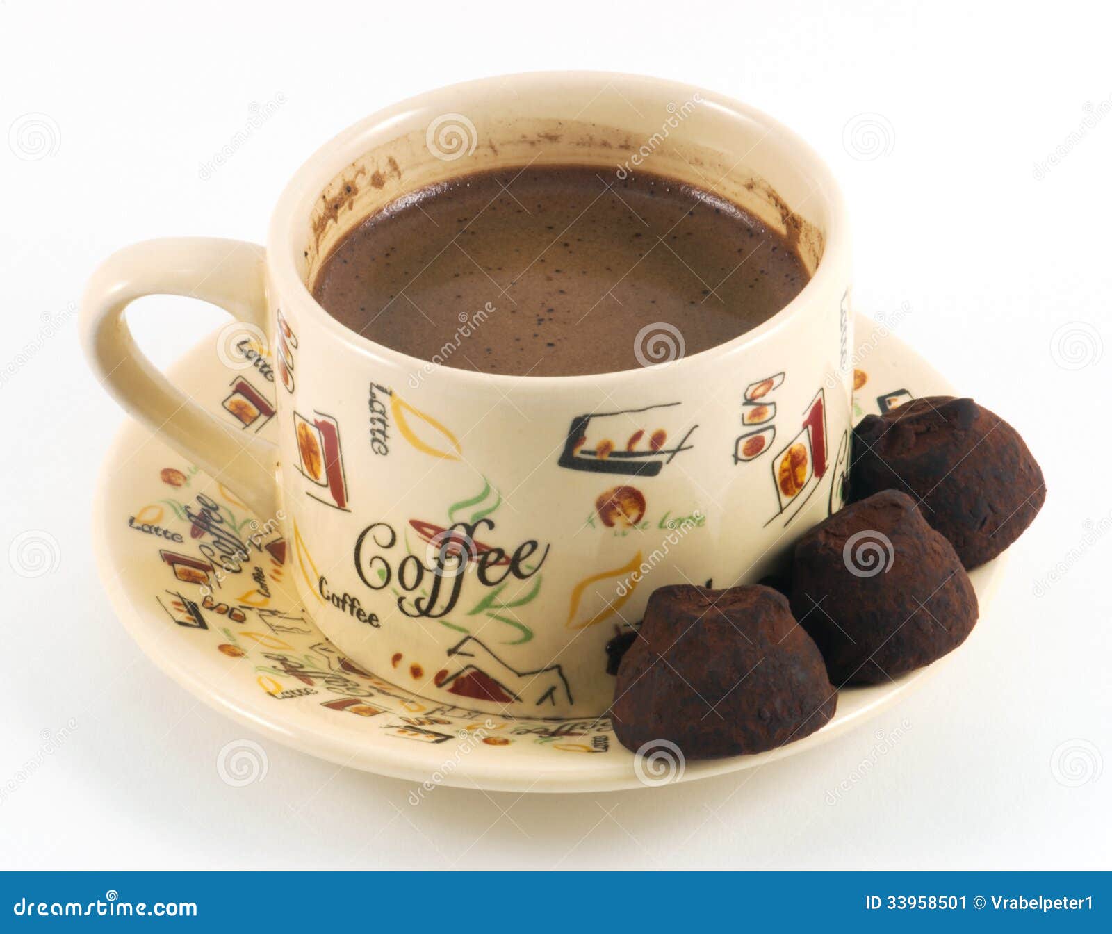 Чашка кофе с конфетой шоколада Стоковое Изображение - изображение  насчитывающей покрашено, наконечников: 33958501