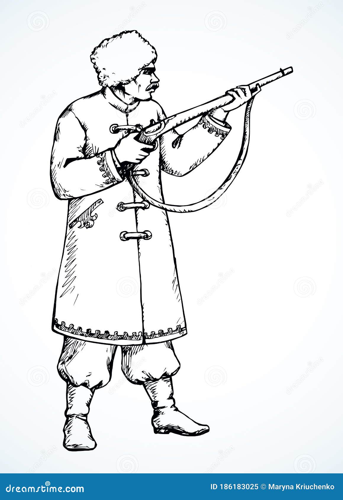 Человек с оружием. Векторный рисунок Иллюстрация вектора - иллюстрации  насчитывающей охота, изолировано: 186183025