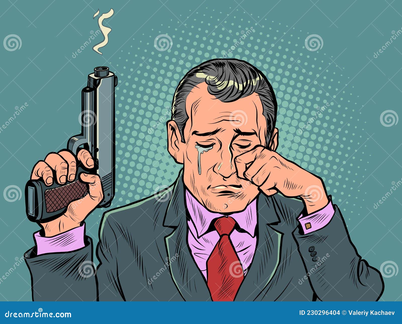 Человек с пистолетом плачет. шпион - агент с эмоциями. оружие курит после  выстрела Иллюстрация вектора - иллюстрации насчитывающей нарисовано,  каракули: 230296404