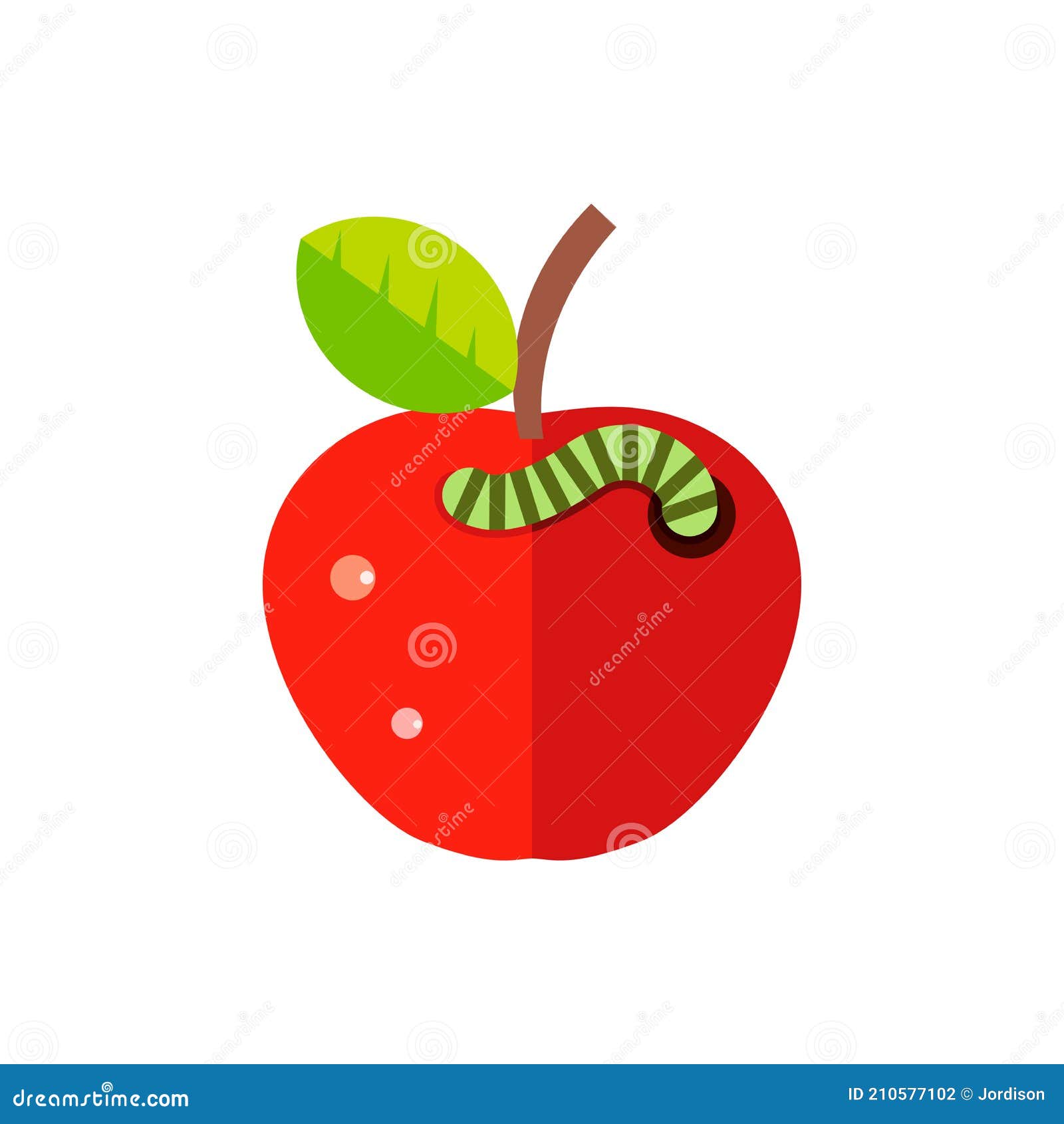 червивое красное яблоко с зеленым листом. плоский вектор Иллюстрация  вектора - иллюстрации насчитывающей иллюстрация, плодоовощ: 210577102
