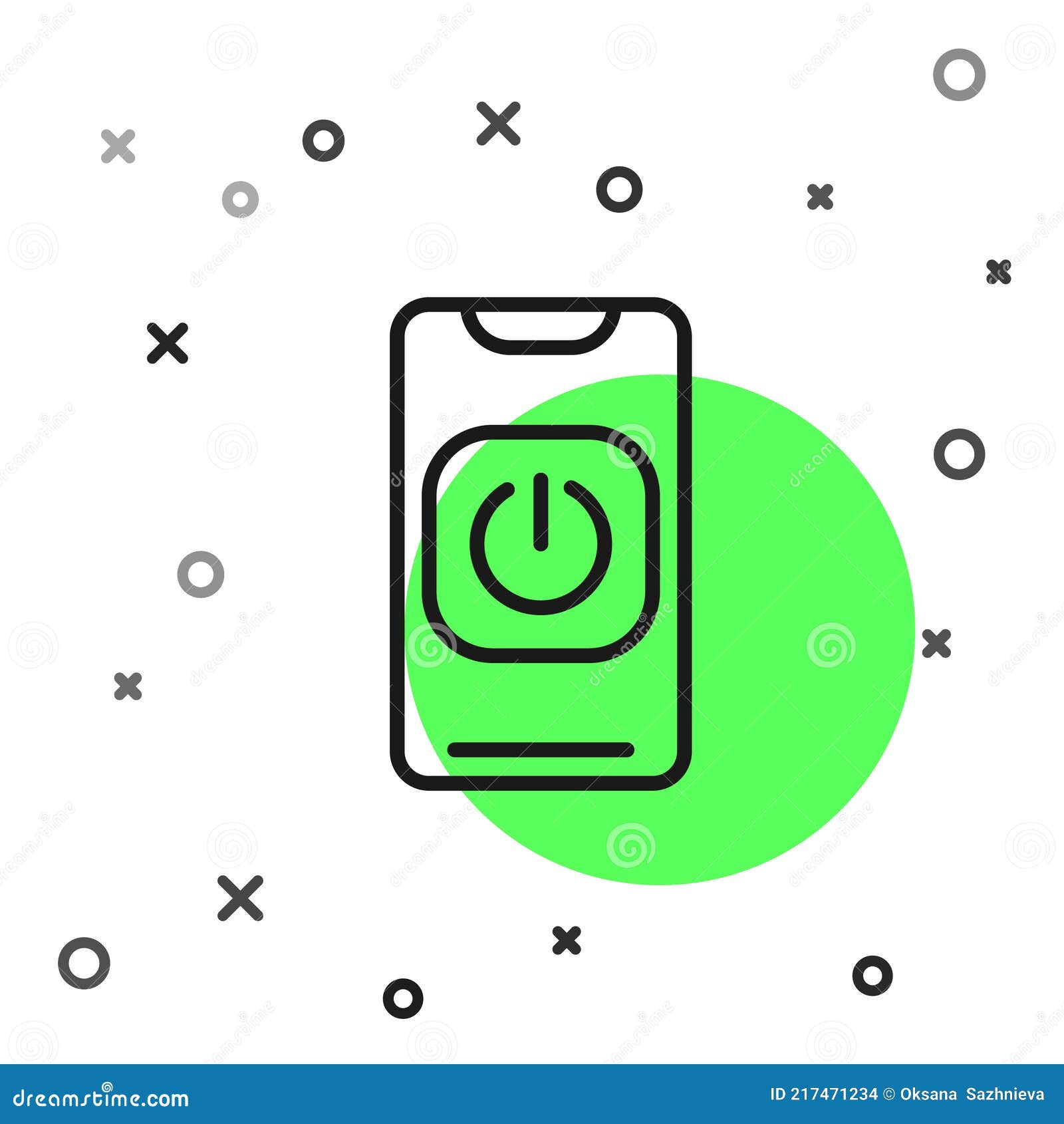 черная линия выключить робота из иконки телефона изолированный белый фон.  вектор Иллюстрация вектора - иллюстрации насчитывающей конструкция,  линейно: 217471234