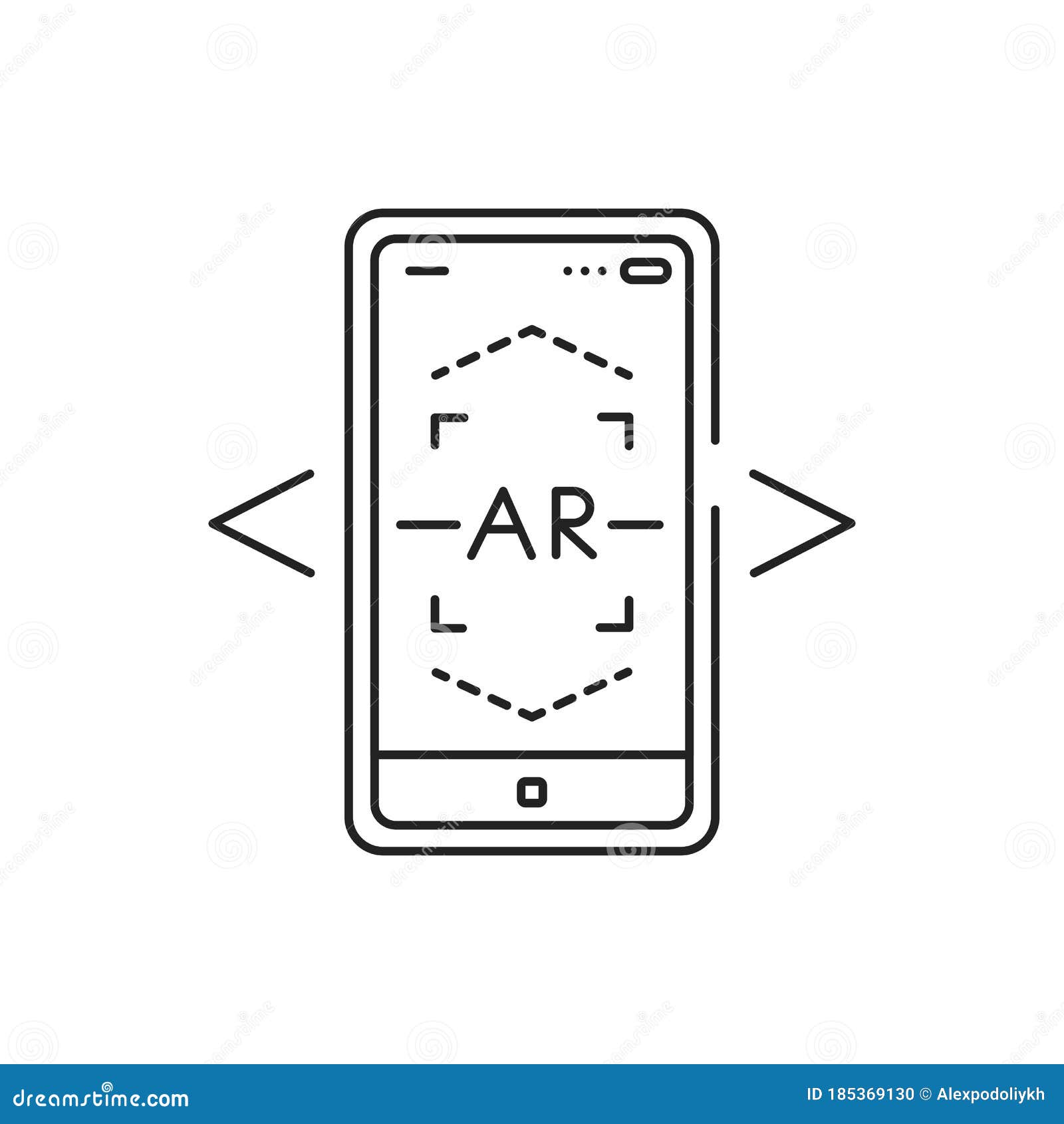 Черная линия значок Ar сканирования. Интерактивная платформа визуализации.  Пиктограмма промо приложений для мобильных веб-страниц. Иллюстрация вектора  - иллюстрации насчитывающей рукоплескания, цвет: 185369130