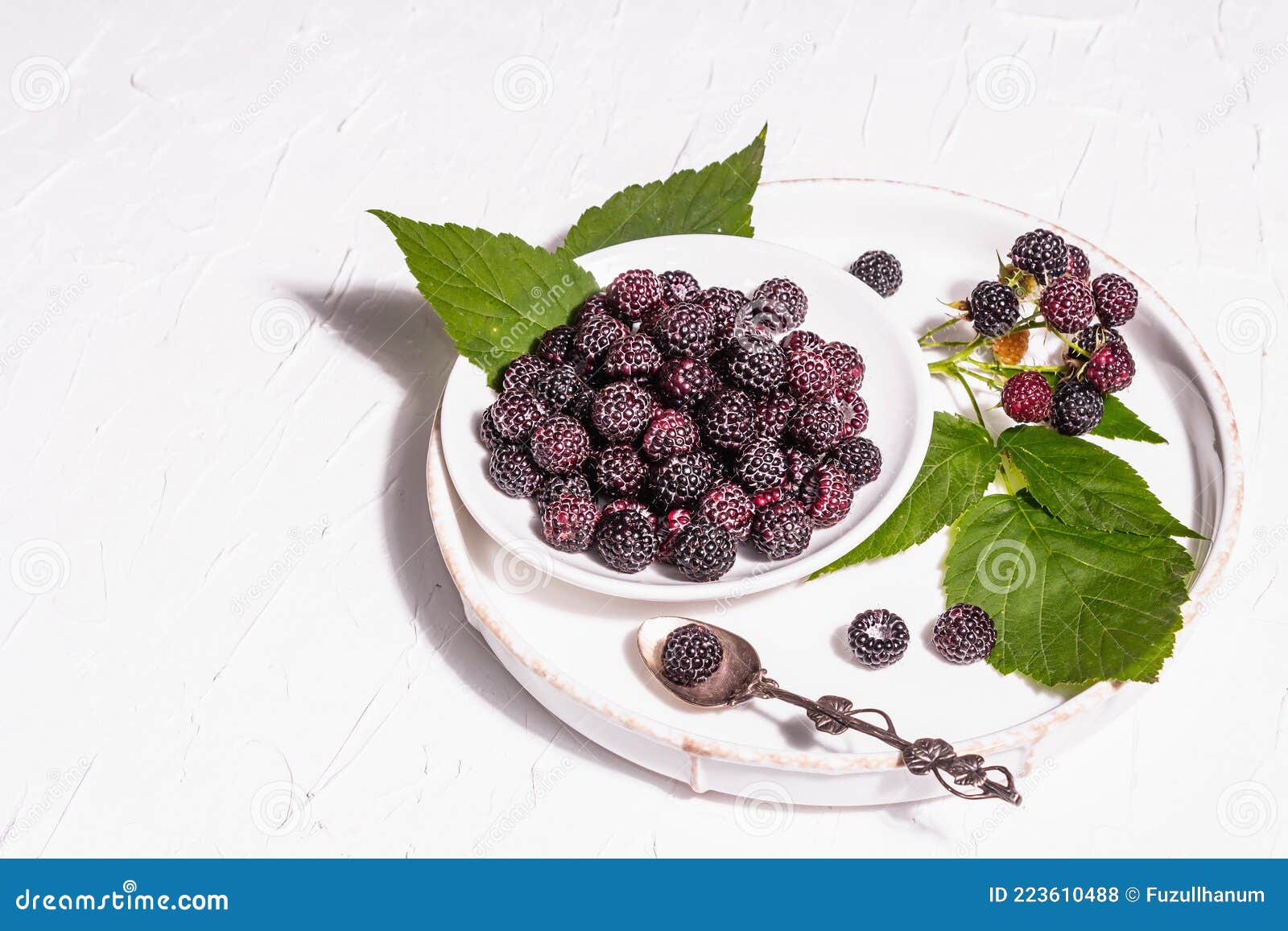 черная малина в белой чаше. спелые органические фрукты на белом фонеСтоковое Фото - изображение насчитывающей органическо, кухня: 223610488