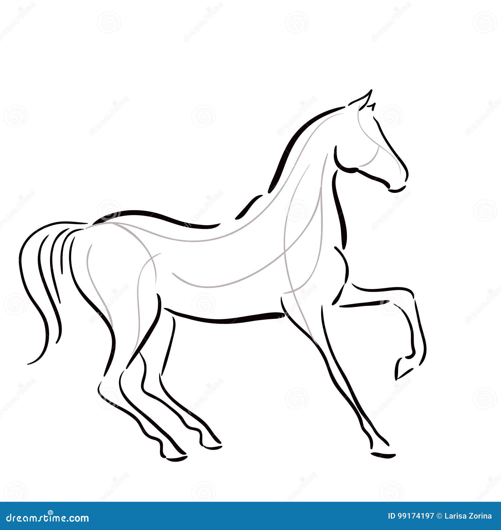 Черно-белый силуэт ` S лошади Иллюстрация вектора - иллюстрации  насчитывающей японско, конноспортивно: 99174197