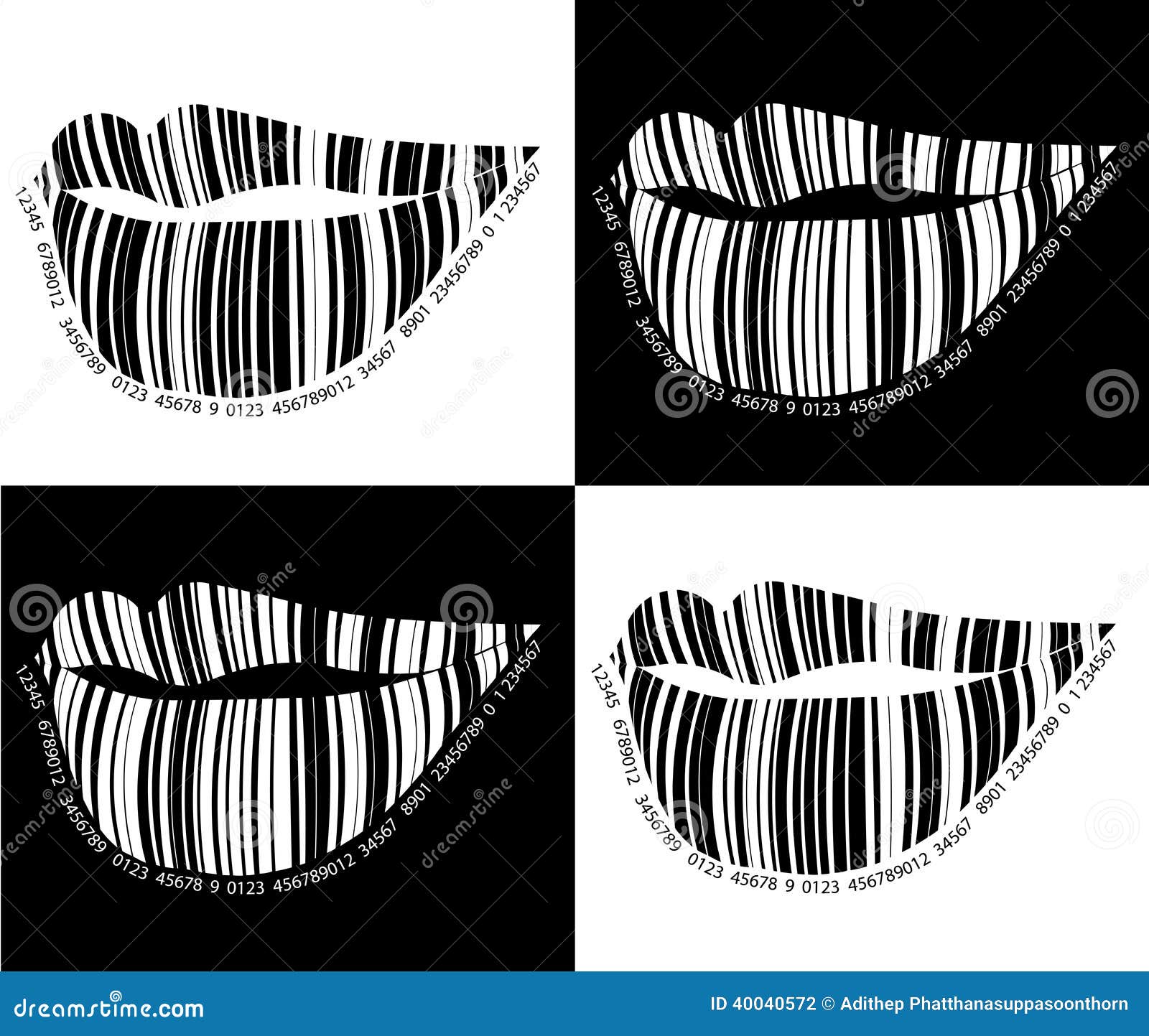 Черно-белые губы штрихкода. Иллюстрация штока - иллюстрации насчитывающей  усмешка, бобра: 40040572