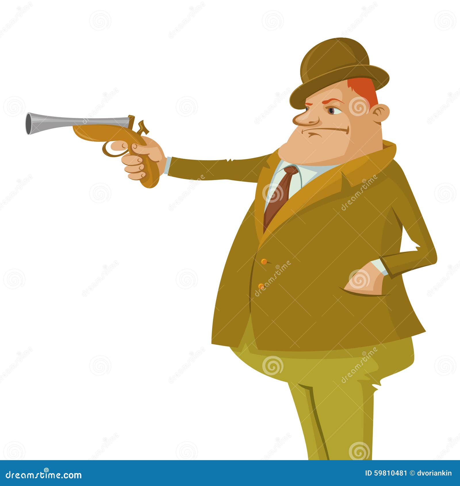 Человек с соперничающим пистолетом Иллюстрация вектора - иллюстрации  насчитывающей смычки, черный: 59810481