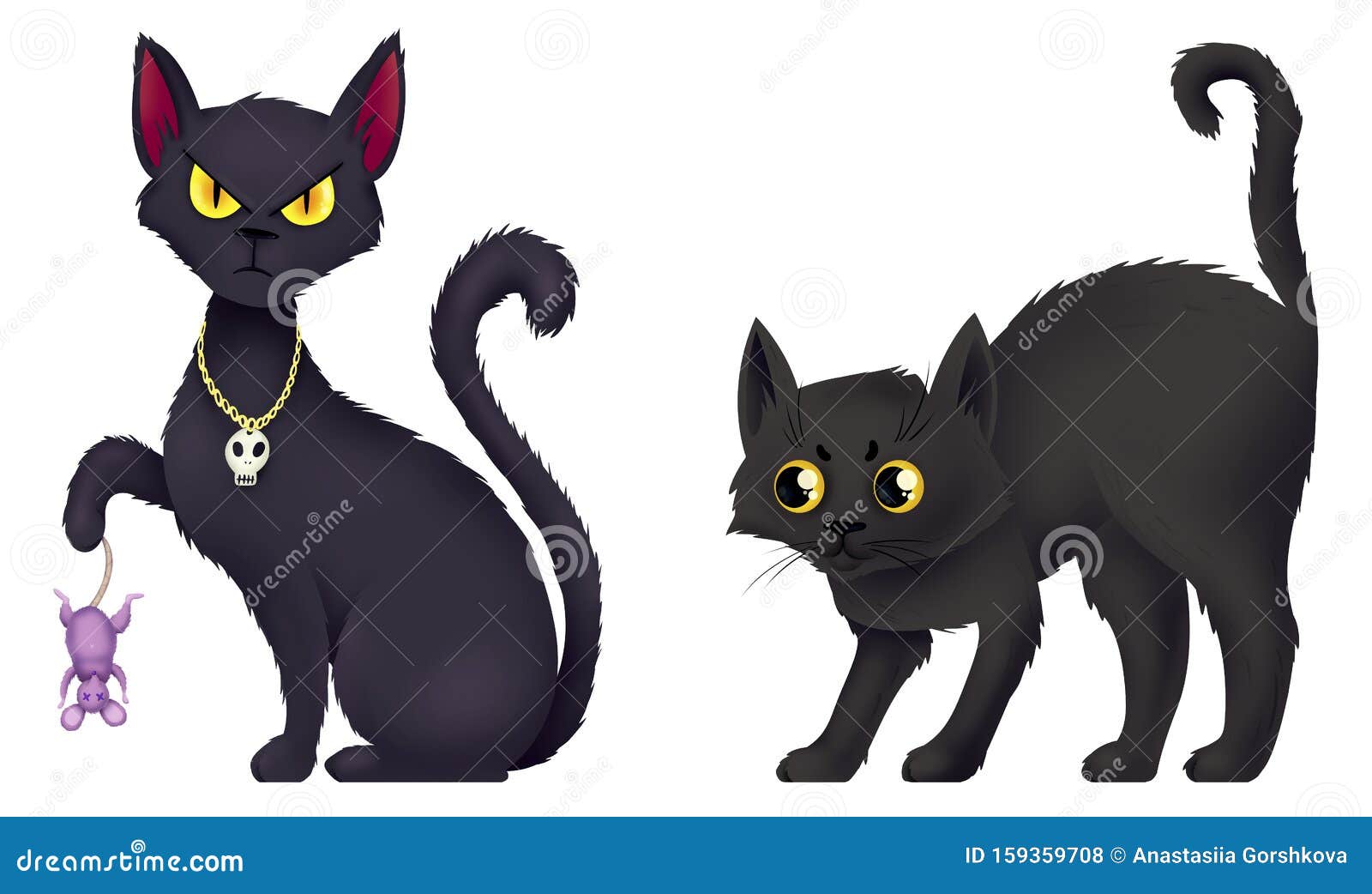 Чёрный кот Одна кошка поймала мышь Иллюстрация штока - иллюстрации  насчитывающей волшебство, иллюстрация: 159359708