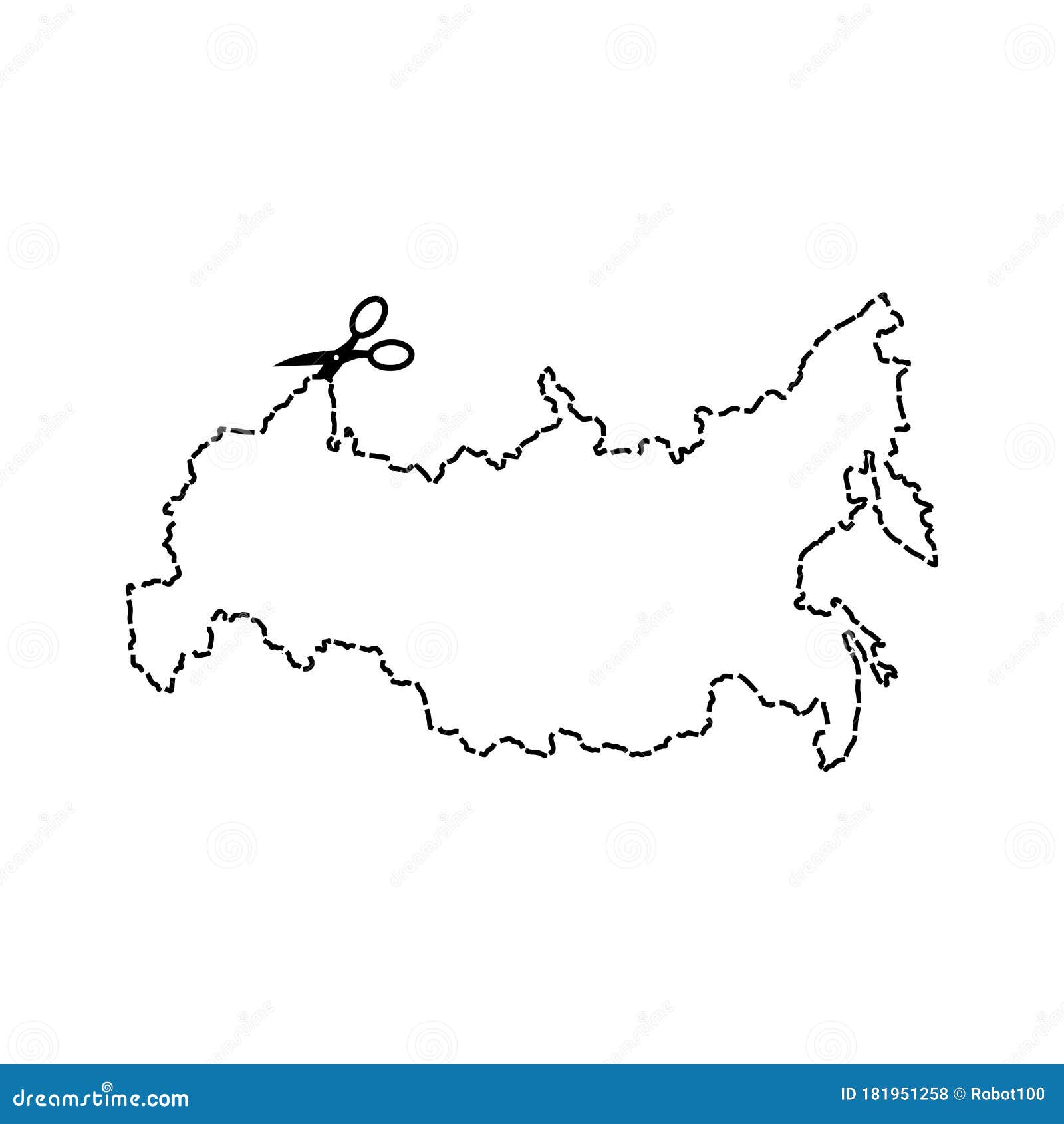 Шаблон вырезать ножниц карты России. Брошенная линия континенты российской  страны. Иллюстрация вектора Иллюстрация вектора - иллюстрации насчитывающей  круг, художничества: 181951258