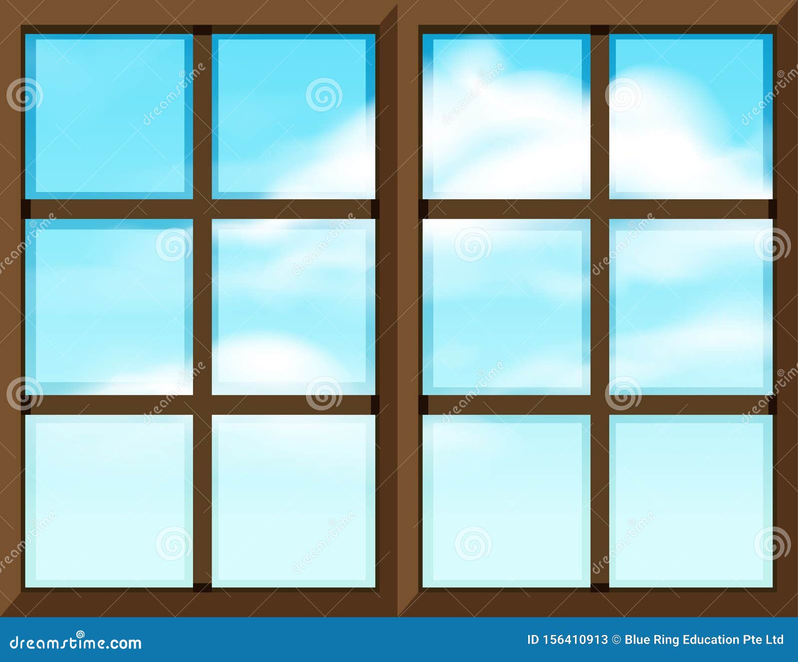В оконной раме голубеет квадратик чистого неба. Прозрачная оконная рама. Макет окна. Шаблон окна для домика. Шаблоны на окна.