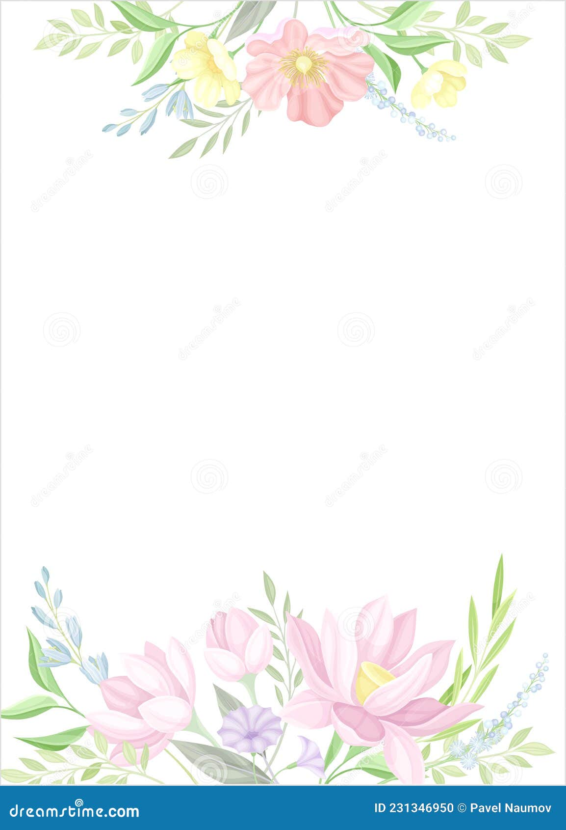 шаблон карты с цветами в цветах пастели. баннерный плакат приглашения на свадьбу с цветочным дизайном Иллюстрация вектора - иллюстрации насчитывающей приглашение, пинк: 231346950