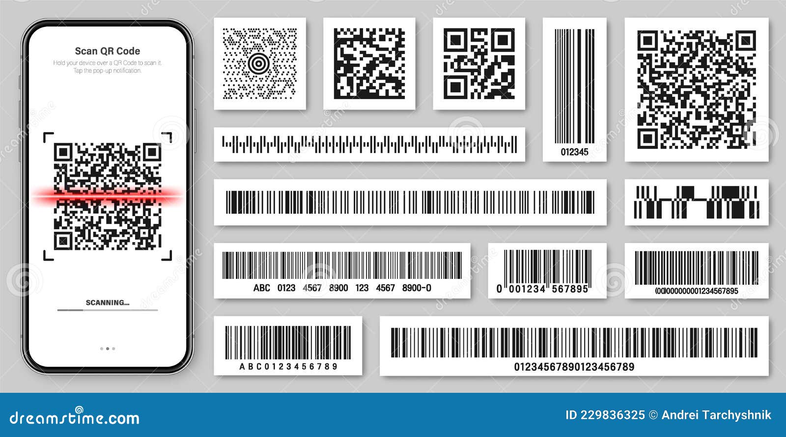 штрих-коды продукции и коды Qr. приложение для сканирования приложений  смартфона. код отслеживания идентификации. продукт серийног Иллюстрация  вектора - иллюстрации насчитывающей цифрово, материал: 229836325
