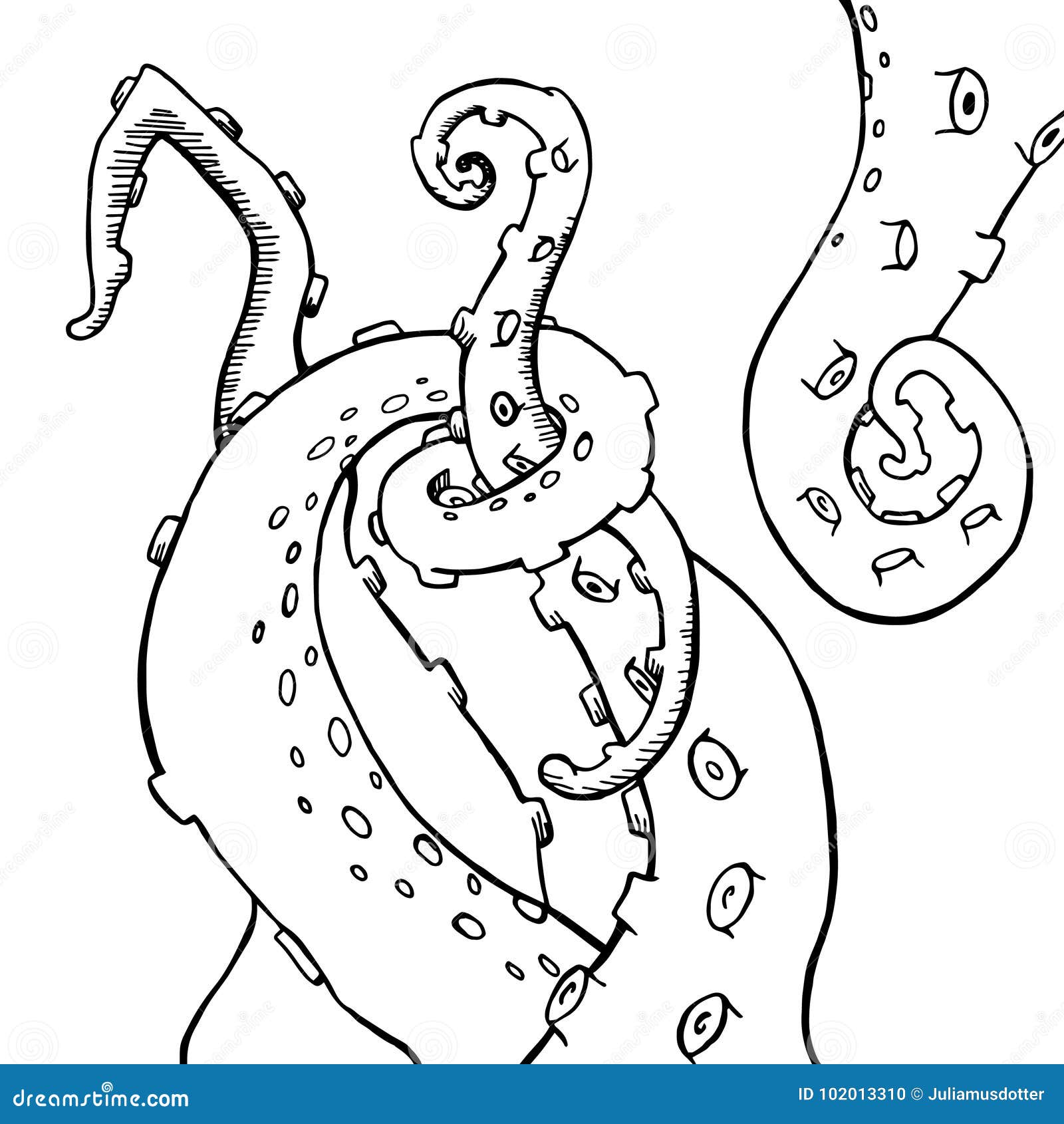 Щупальца осьминога шаржа эскиза вектора Иллюстрация вектора - иллюстрации  насчитывающей форма, конструкция: 102013310