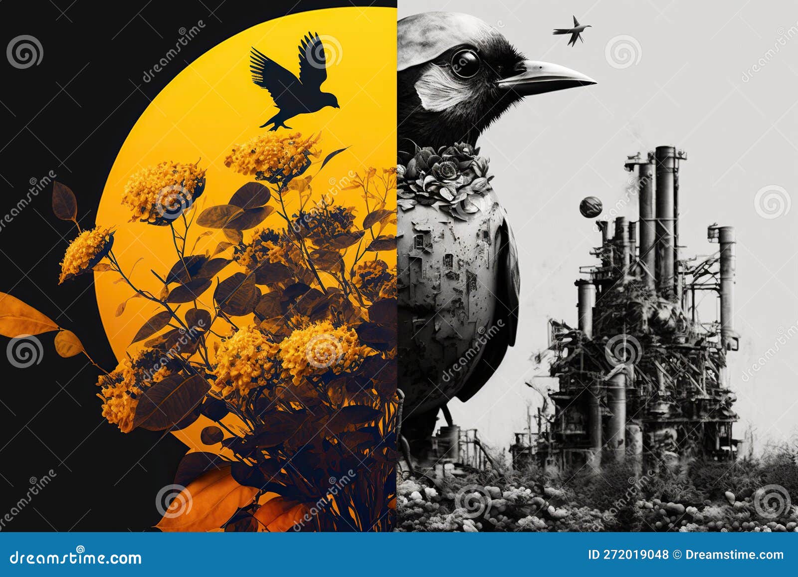 экологические проблемы высокая контрастная сюрреал-коллаж, созданный с  помощью технологии обобщения Иллюстрация штока - иллюстрации насчитывающей  климат, ресурсы: 272019048