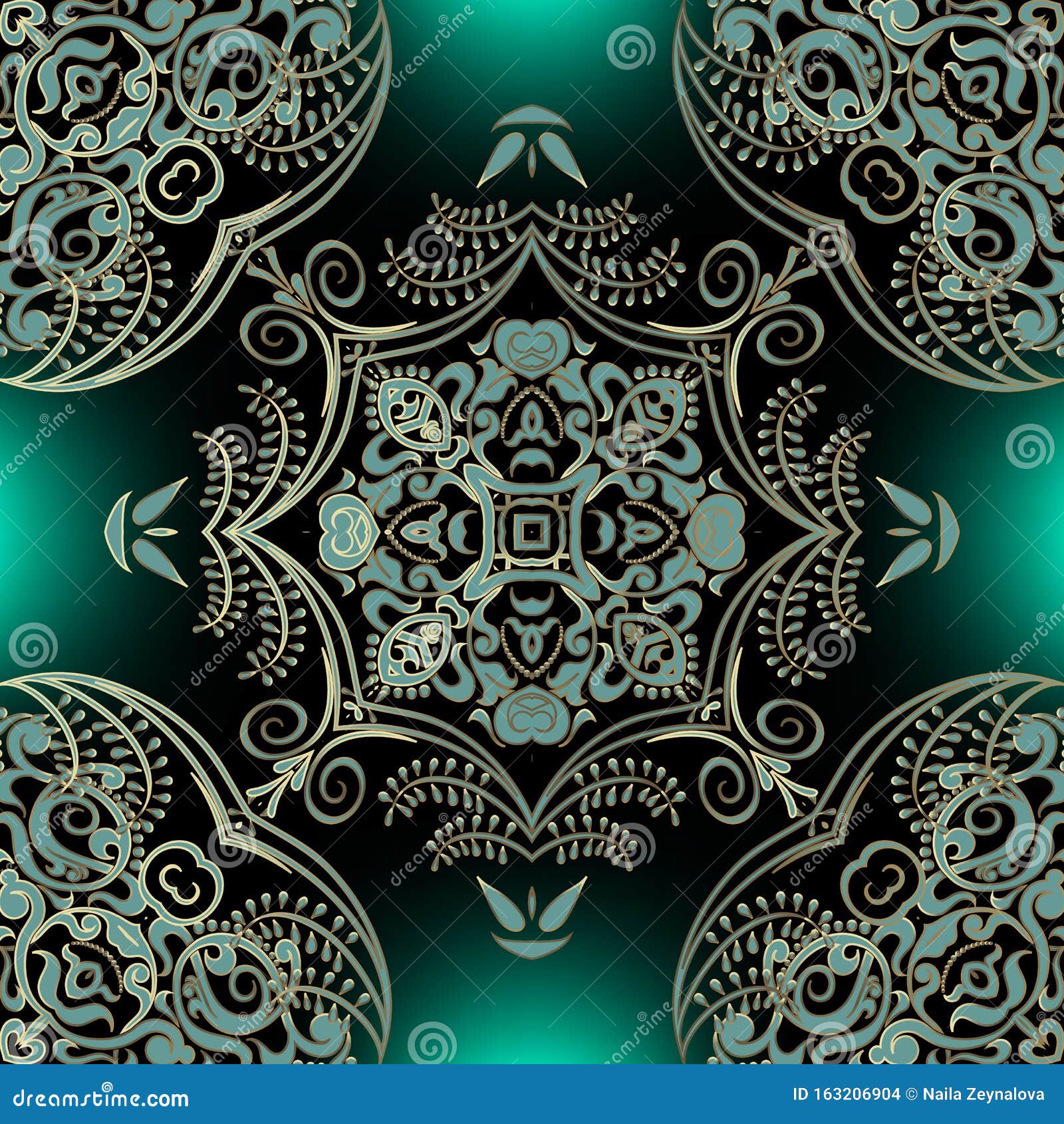 Элегантный арабский цветной векторный бесшовный узор Светящийся декоративно-красивый фон Флорально-орнатный арабский стиль Иллюстрация вектора - иллюстрации насчитывающей геометрическо, черный: 163206904