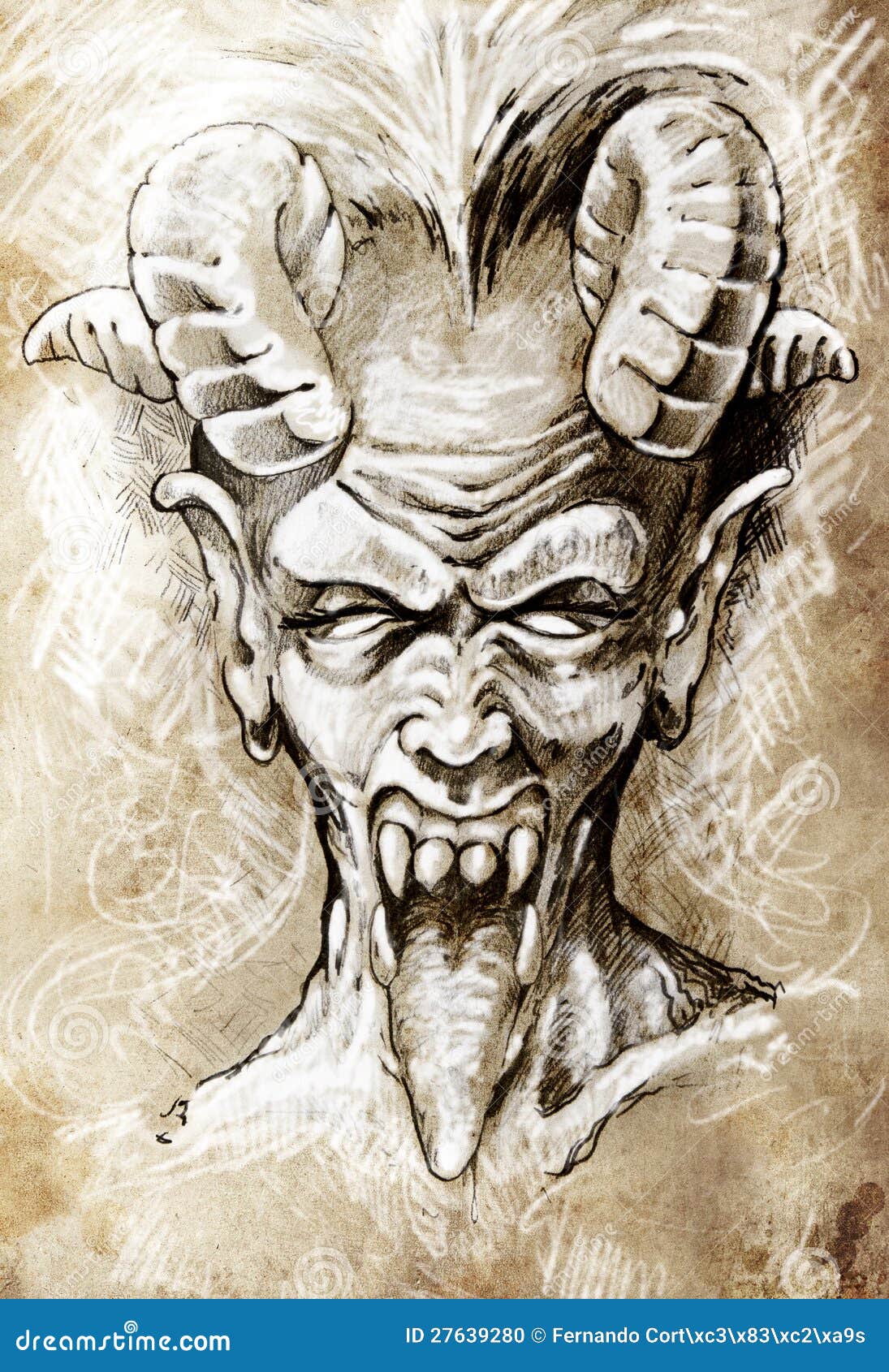 Эскиз искусства Tattoo, головки дьявола, готской Иллюстрация штока -  иллюстрации насчитывающей график, хэллоуин: 27639280