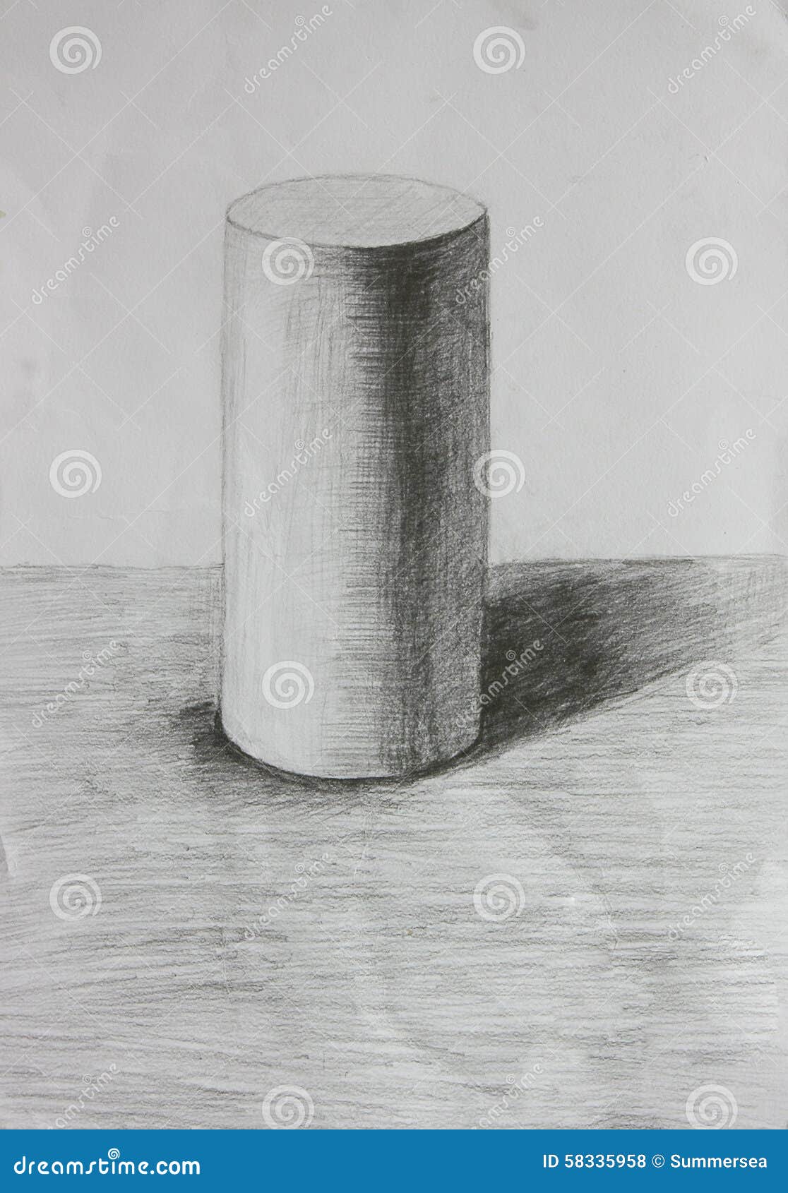 эскиз карандаша цилиндра 3D Иллюстрация штока - иллюстрации насчитывающей  круг, геометрическо: 58335958