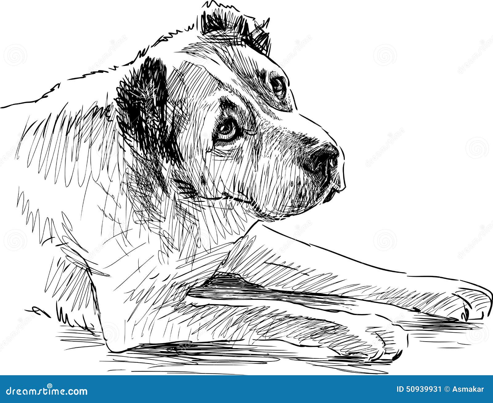 Эскиз унылой собаки иллюстрация вектора. иллюстрации насчитывающей друг -  50939931