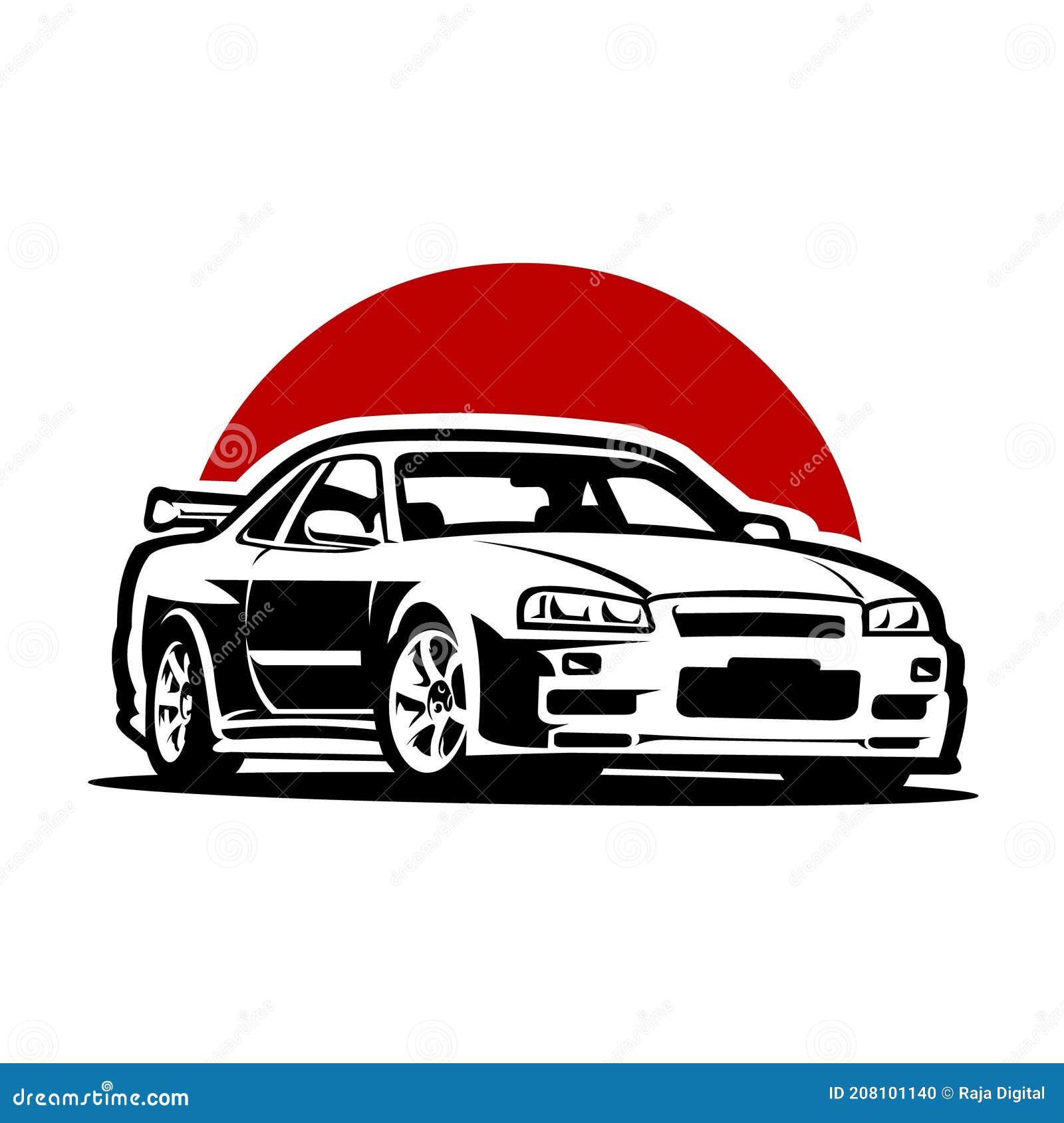 Японская иллюстрации изображения вектора автомобиля Jdm изолированную в  красном фоне луны Иллюстрация вектора - иллюстрации насчитывающей годзилла,  график: 208101140
