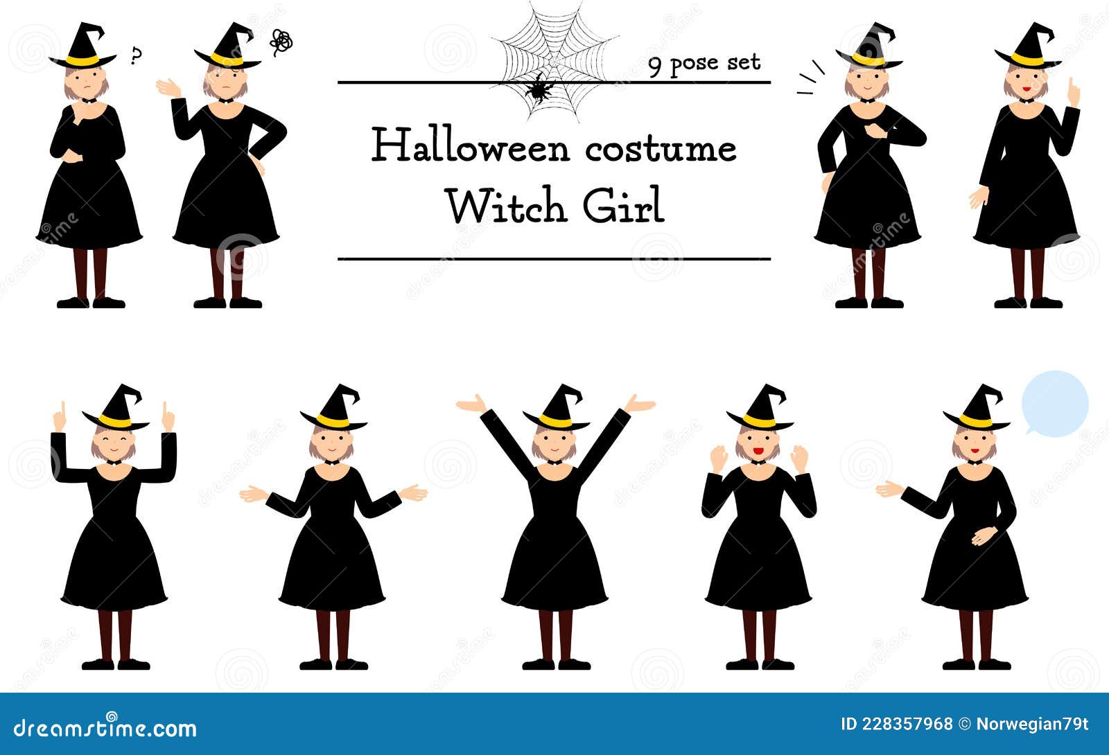 ハロウィンの仮装 魔女姿の女の子のポーズセット 話す 悩む 指さし 他 Stock Illustration Illustration Of Fall Beat ハロウィンの仮装 魔女姿の女の子のポーズセット 話す 悩む 指さし 他 Stock Illustration Illustration Of Fall Beat
