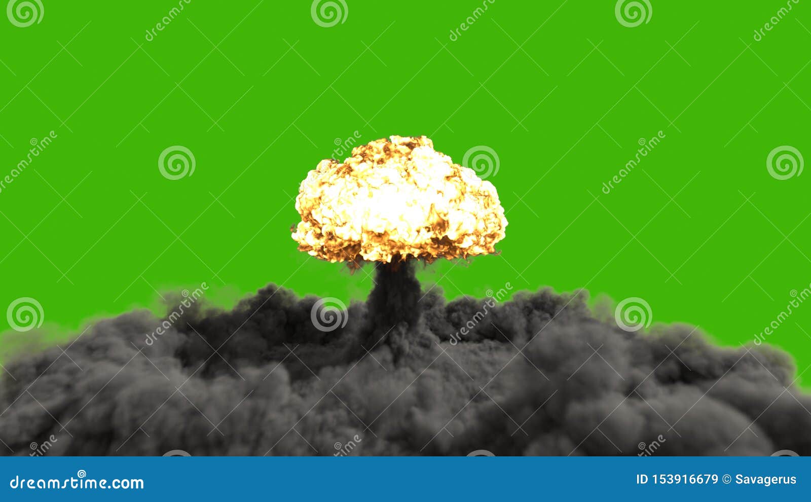 一个核弹的爆炸原子弹爆炸现实3d与火 烟和蘑菇云的在a前面库存例证 插画包括有投炸弹者 行动