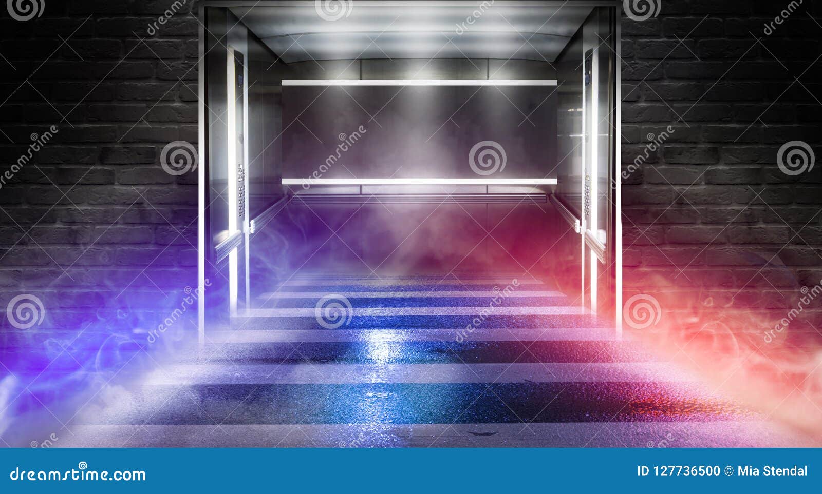 一个空的走廊的背景有砖墙和霓虹灯的库存照片 图片包括有 一个空的走廊的背景有砖墙和霓虹灯的库存照片 图片包括有