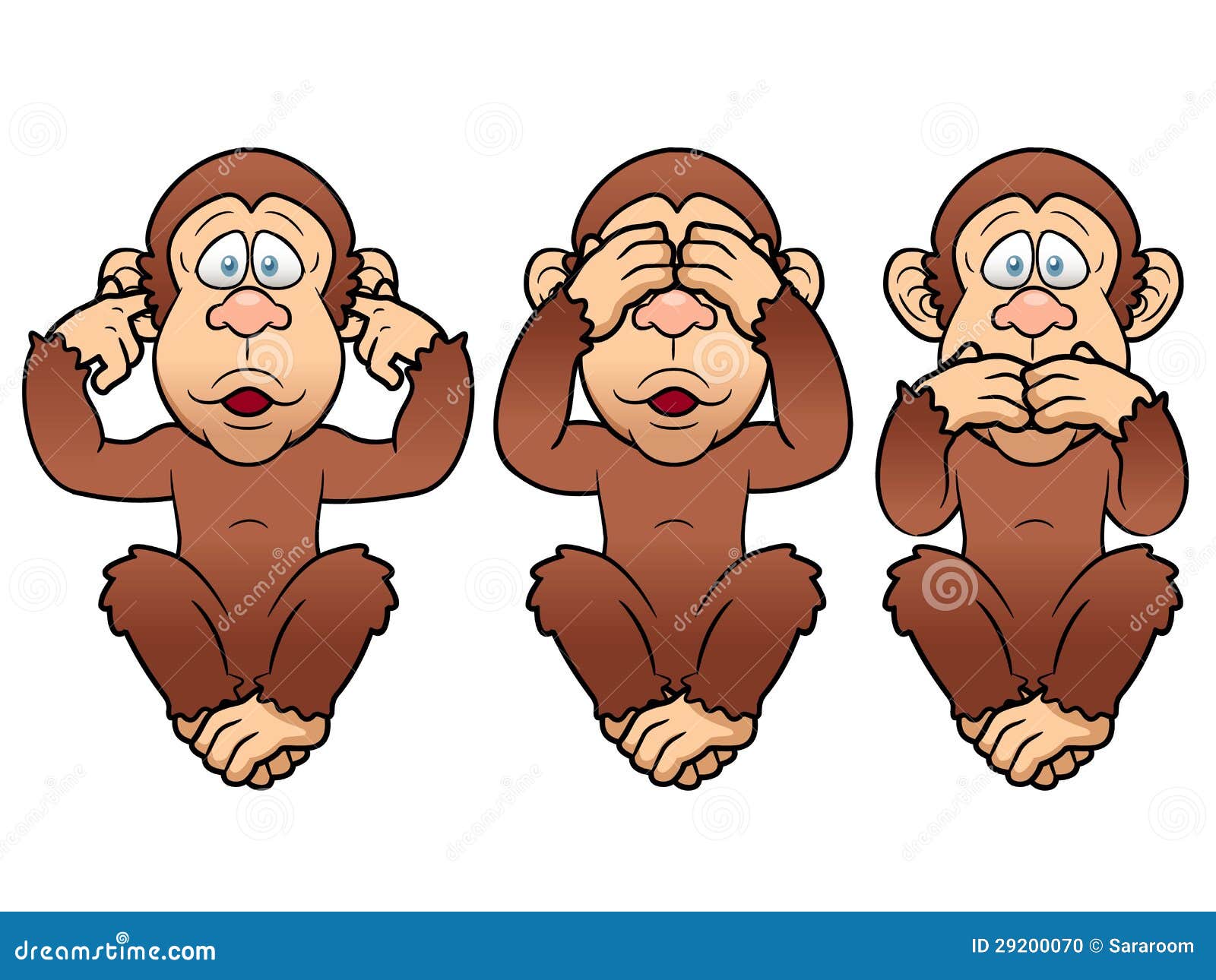 三隻猴子向量例證. 插畫包括有怯懦, 愚蠢, 單獨的, 告訴, 無知, 滑稽, 參見, 愚笨, 政治上- 29200070