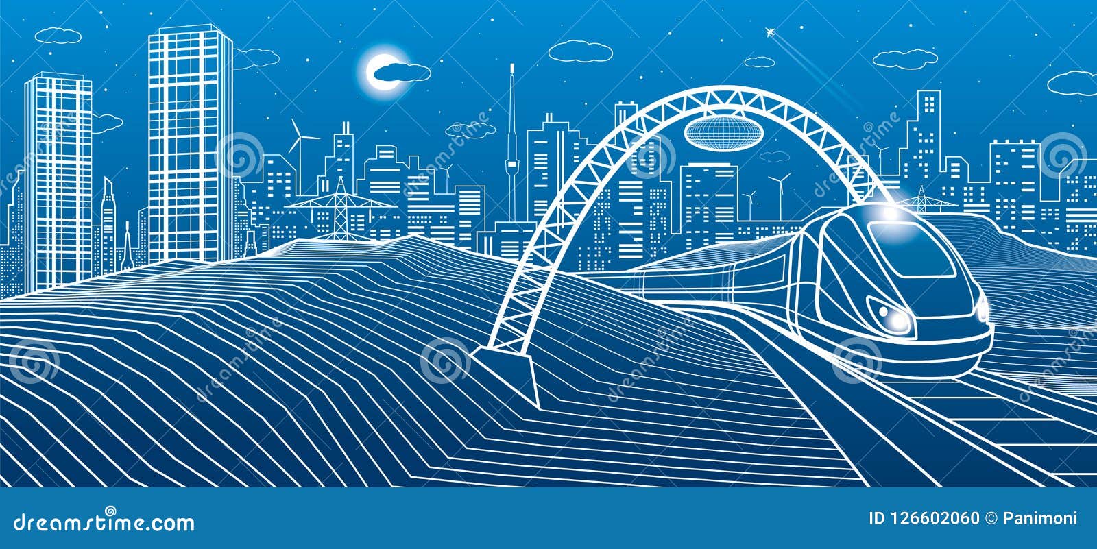 下架桥列车现代夜镇 霓虹城市基础设施例证 都市场面在蓝色背景的空白线路ve 向量例证 插画包括有下架桥列车 基础设施例证 都市场面 下架桥列车现代夜镇 霓虹城市基础设施例证 都市场面在蓝色背景的空白线路ve 向量例证 插画包括有下架桥列车 基础设施例证 都市场面