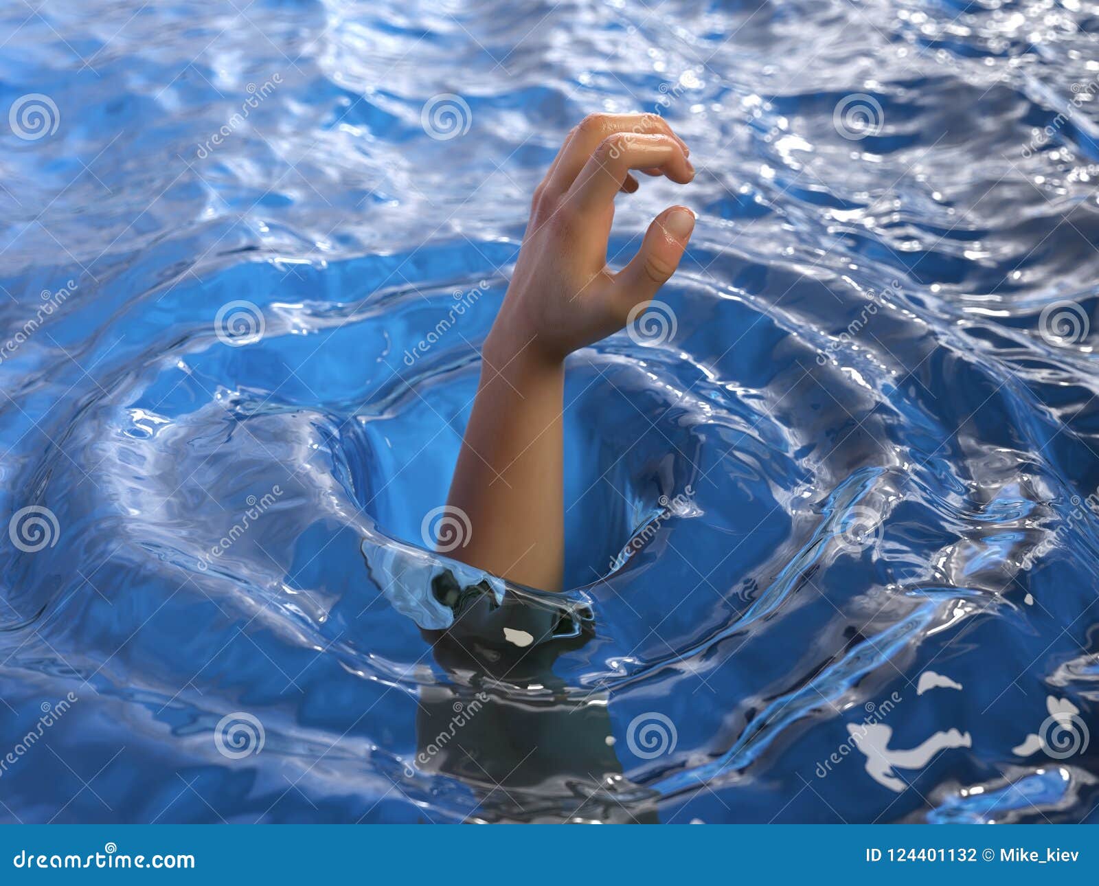 下沉在水中的一个人的手库存例证 插画包括有