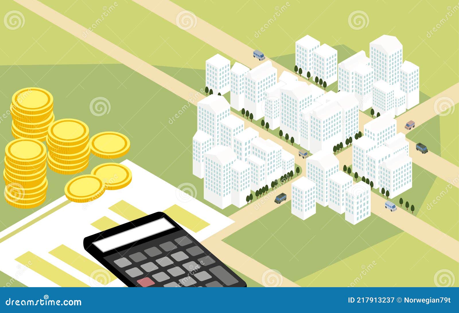 不動産購入のイメージ 俯瞰したビル街のアイソメトリックイラスト Stock Illustration Illustration Of Landscapes Isometric