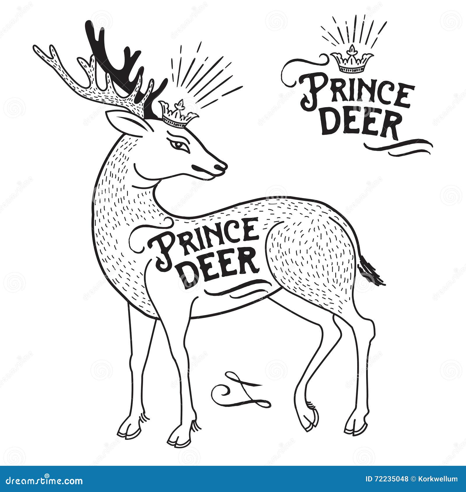 与一个冠的鹿动物例证在他的头和文本deer王子向量例证 插画包括有 与一个冠的鹿动物例证在他的头和文本deer王子向量例证 插画包括有