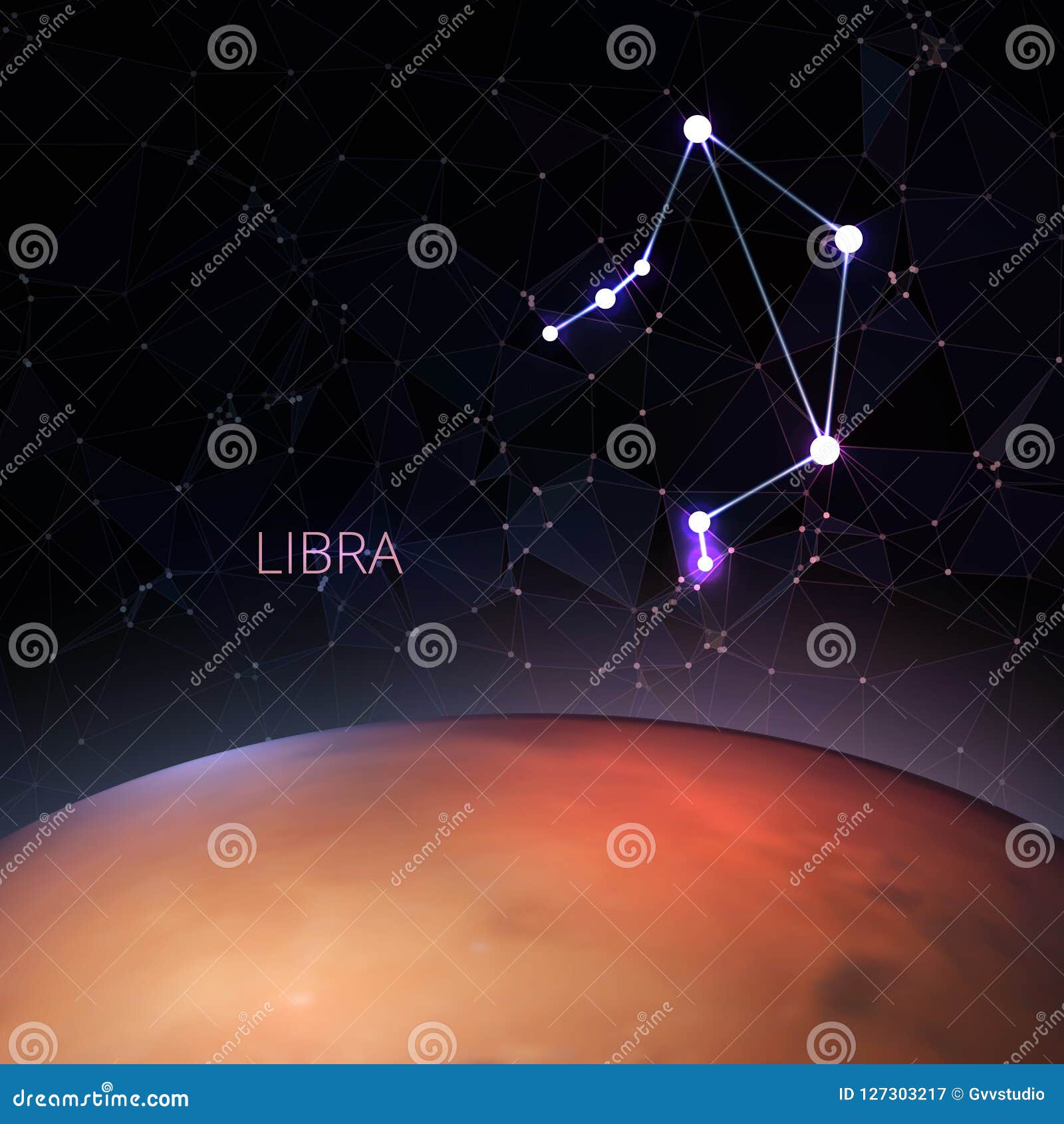 与一的行星黄道十二宫的星座天秤座多角形传染媒介例证设计 背景向量例证 插画包括有行星 海报