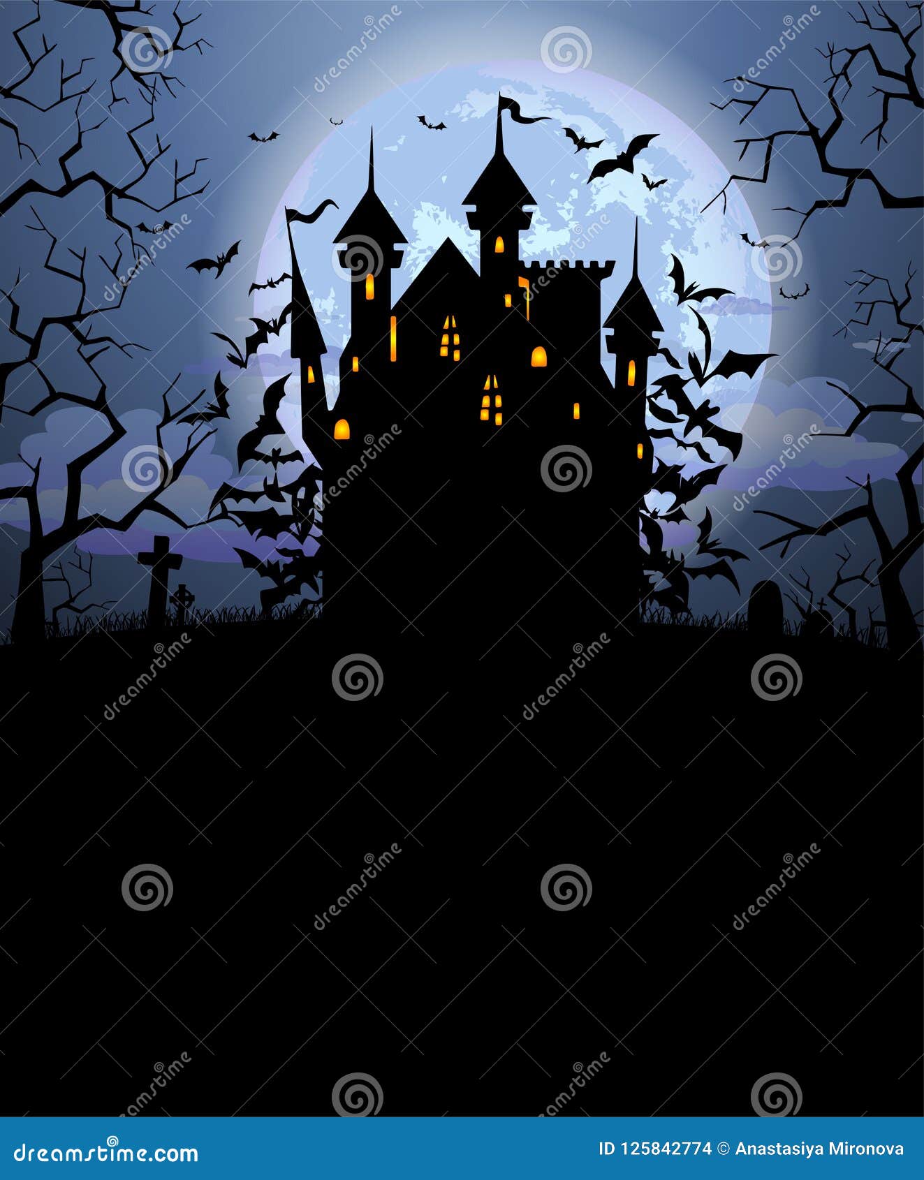 与可怕德雷库拉城堡的万圣夜背景向量例证 插画包括有 与可怕德雷库拉城堡的万圣夜背景向量例证 插画包括有