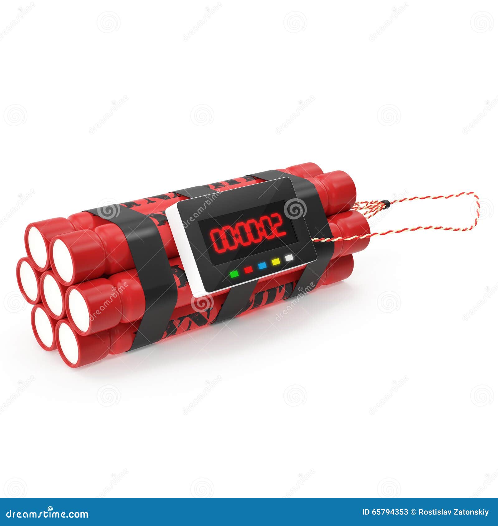 与在白色背景隔绝的定时器的tnt炸药红色炸弹库存例证 插画包括有与在白色背景隔绝的定时器的tnt炸药红色炸弹