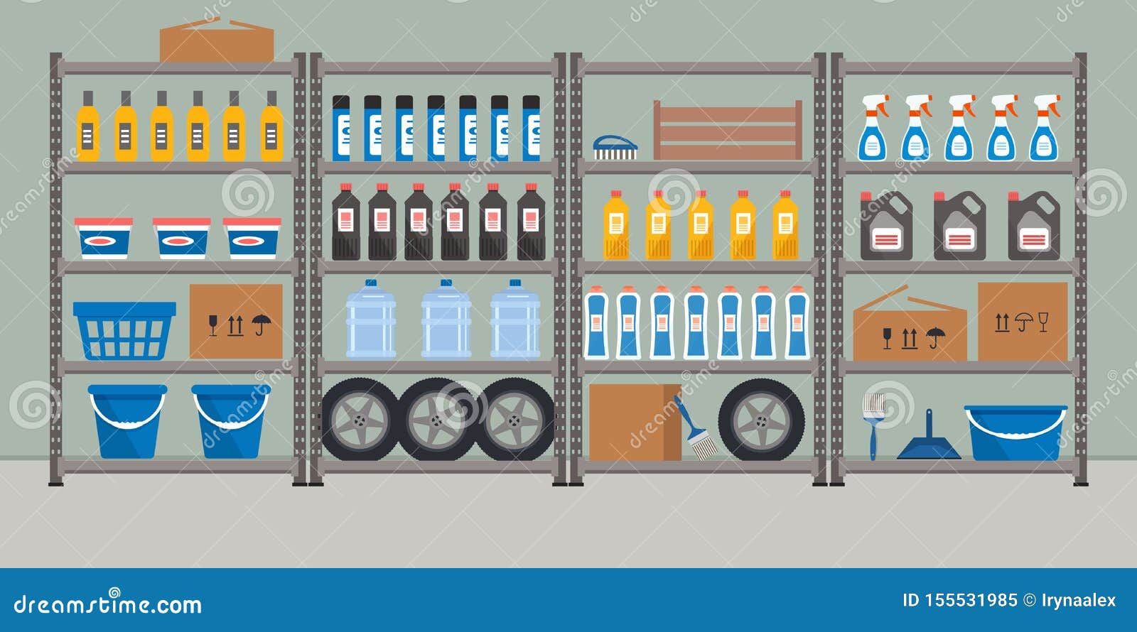 与日用商品的棚架仓库机架向量例证 插画包括有 与日用商品的棚架仓库机架向量例证 插画包括有