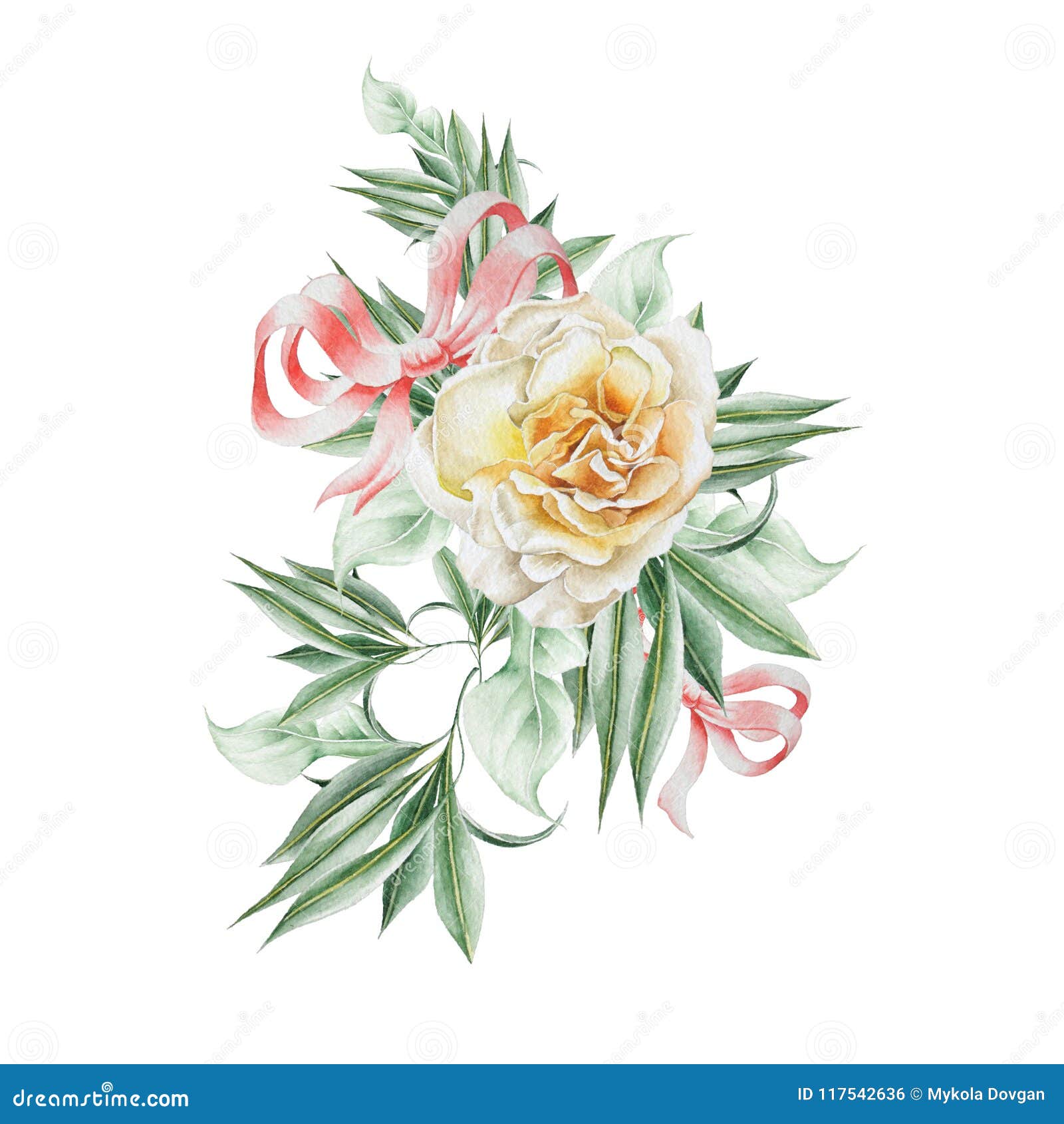 与玫瑰和叶子的水彩花束例证库存例证 插画包括有典雅 方式 绽放 庭院 邀请 绘画 例证
