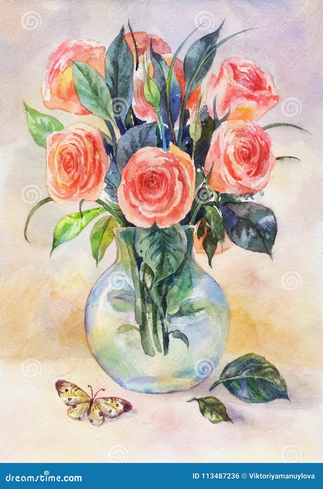 与玫瑰的水彩静物画在有蝴蝶的一个玻璃花瓶库存例证 插画包括有仍然 图画 生活 刺绣 花瓶 与玫瑰的水彩静物画在有蝴蝶的一个玻璃花瓶库存例证 插画包括有仍然 图画 生活 刺绣 花瓶
