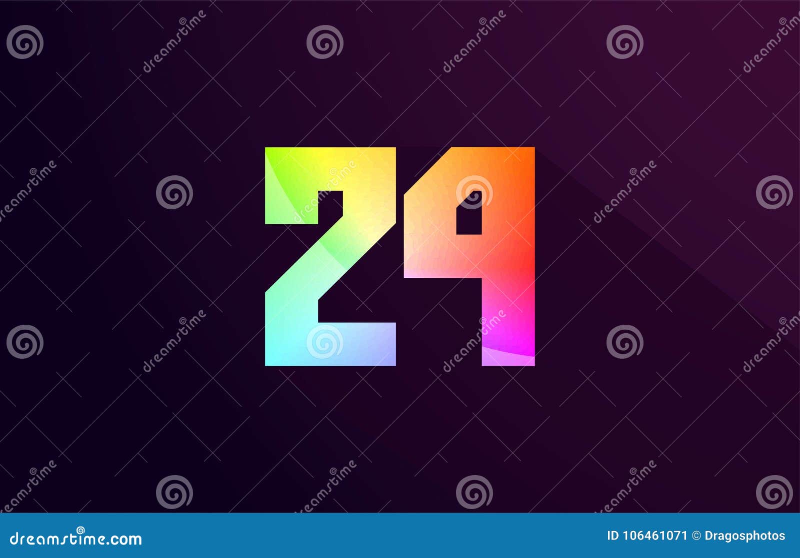 24个数字彩虹色的商标象设计向量例证 插画包括有