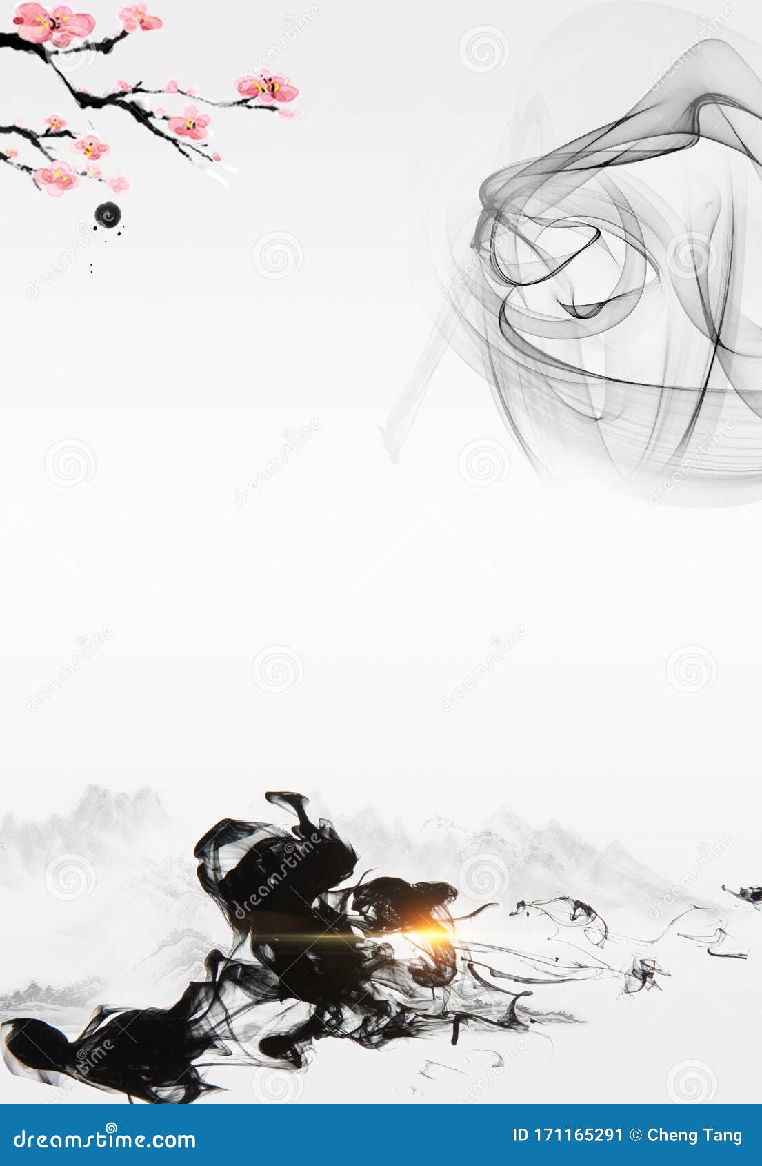中国水墨山水画的中式 背景材料库存例证 插画包括有年轻 汉语 墨水 黑暗 星形 女孩