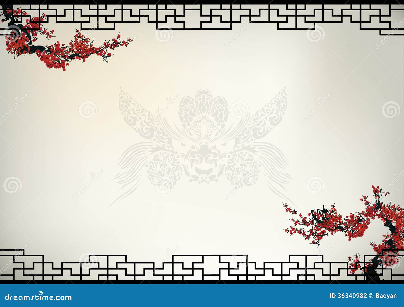 中国背景向量例证 插画包括有春天 花卉 双翼飞机 本质 水彩 东方 背包 开花 结构树