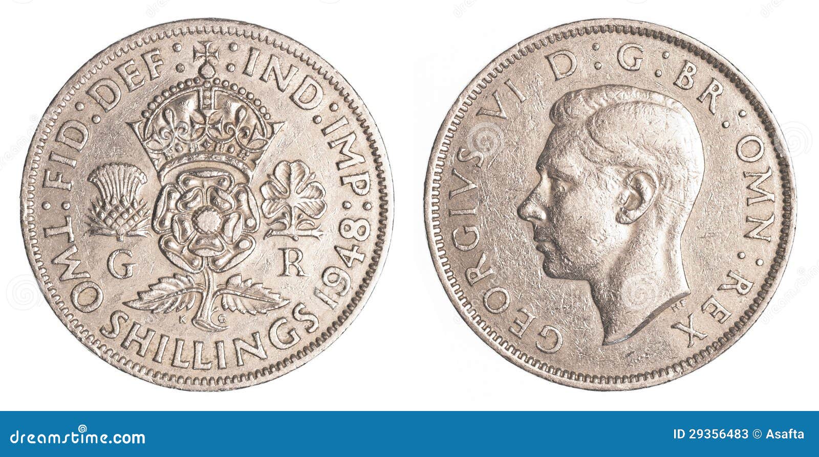 二个老英国先令硬币库存图片. 图片包括有