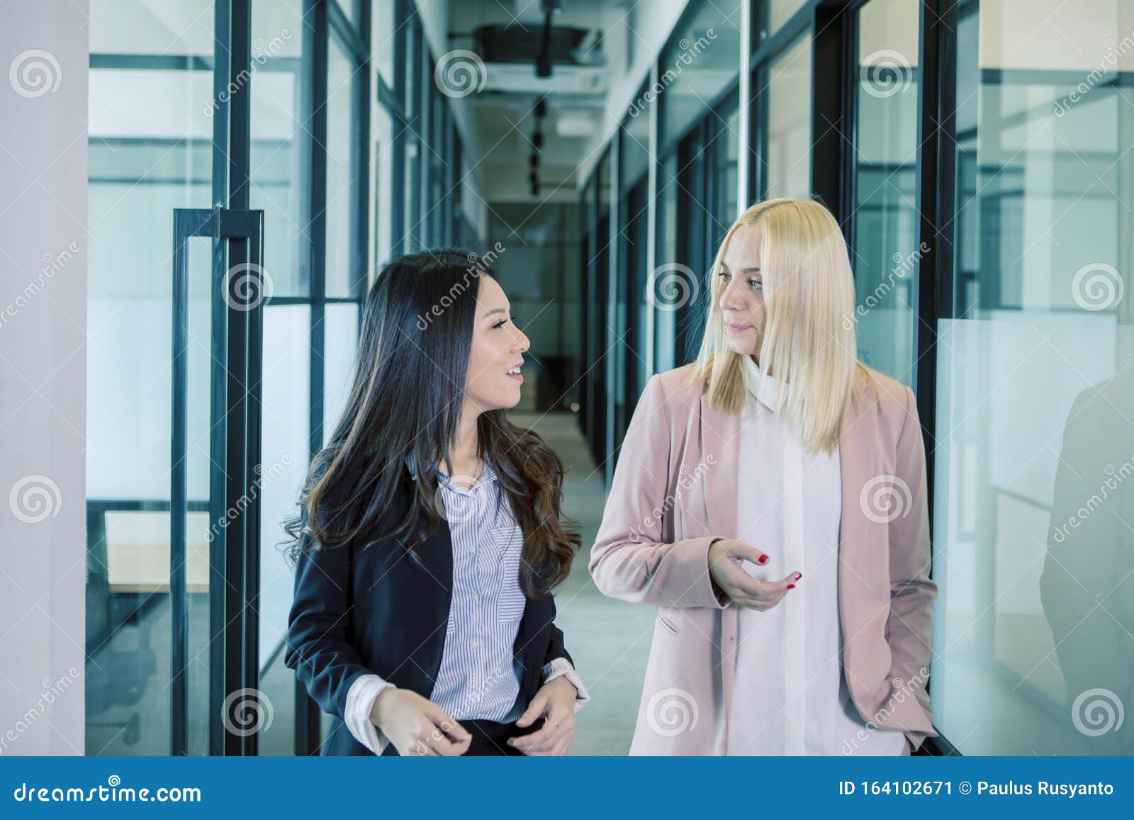 亚洲女商人与白人女商人交谈库存图片 图片包括有亚洲女商人与白人女商人交谈 164102671