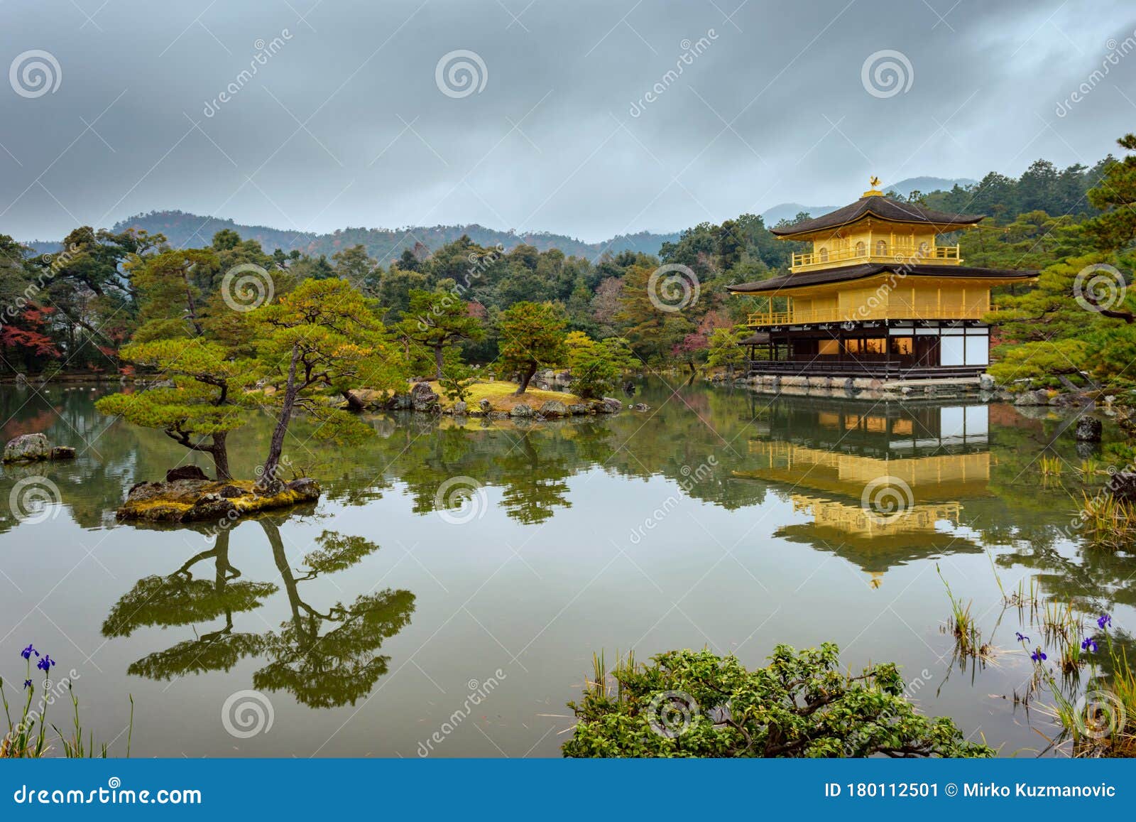 京都金山寺库存图片 图片包括有公园 本质 文化 著名 日语 有历史 池塘 小山 金黄