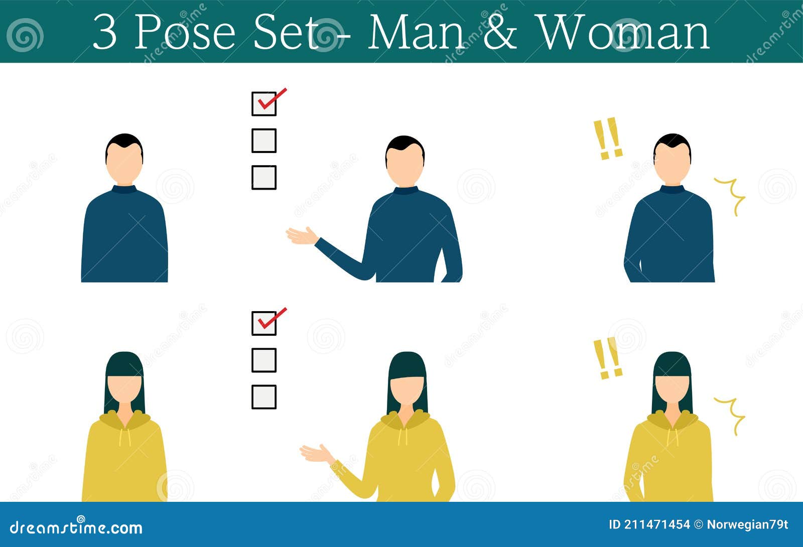 人物のポーズセット 正面を向く リストを示す 驚く Stock Illustration Illustration Of Background 人物のポーズセット 正面を向く リストを示す 驚く Stock Illustration Illustration Of Background