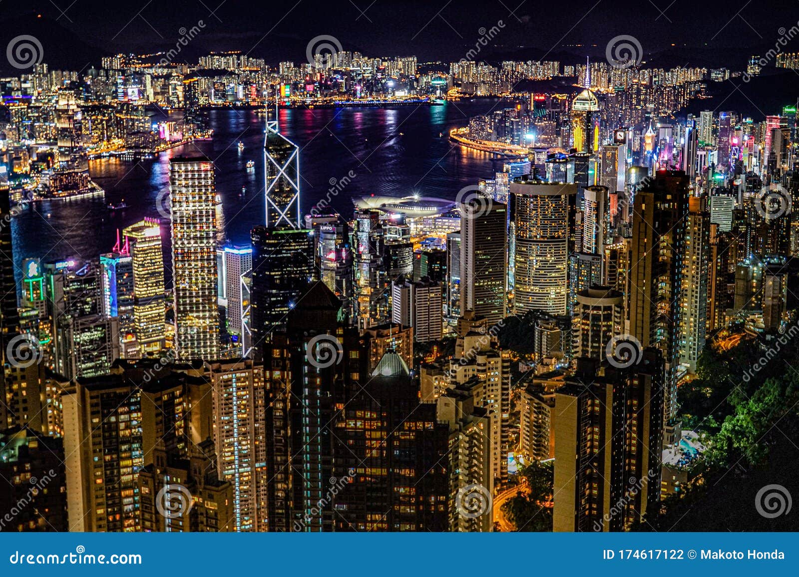 从维多利亚峰看香港夜景图库摄影片 图片包括有街道 财务 商业 晚上 横向 区域 特殊