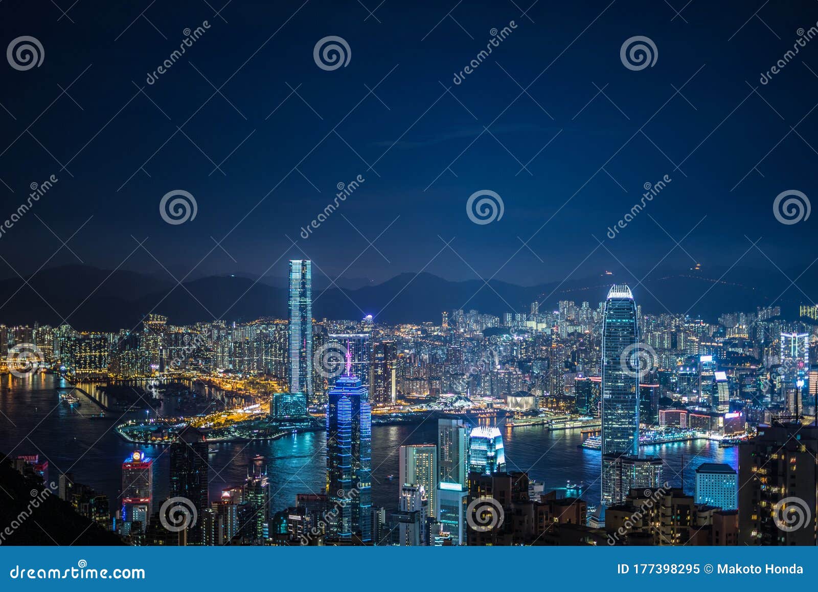 从维多利亚峰看香港夜景编辑类图片 图片包括有