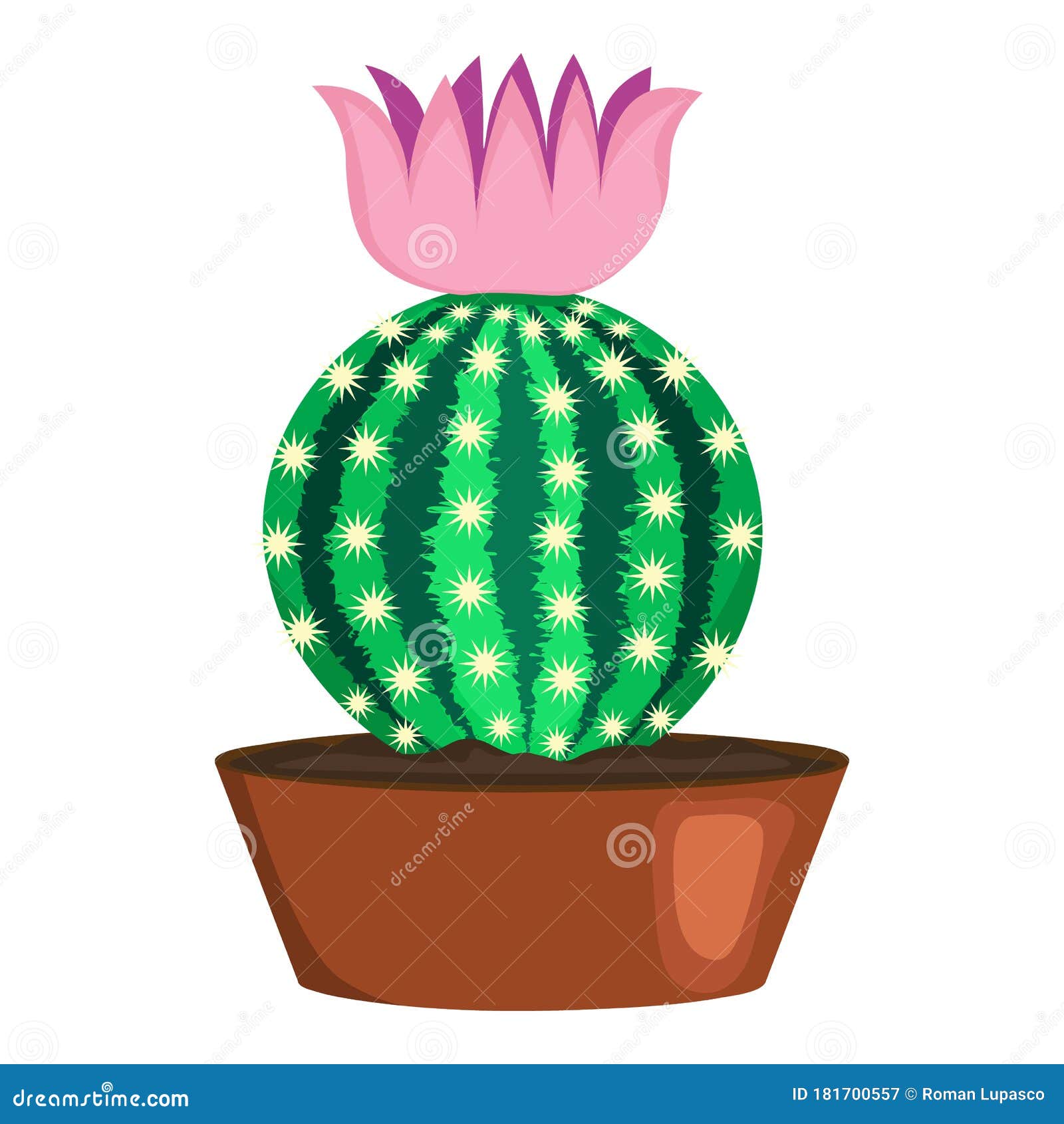 仙人掌花盆图标 卡通风格向量例证 插画包括有贫瘠 花盆 植物群 花卉 沙漠 动画片 工厂