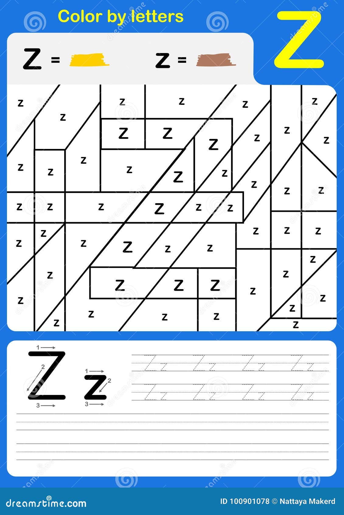 以书信形式上色字母表活页练习题 颜色和文字向量例证 插画包括有分级显示 资本 识字 例证