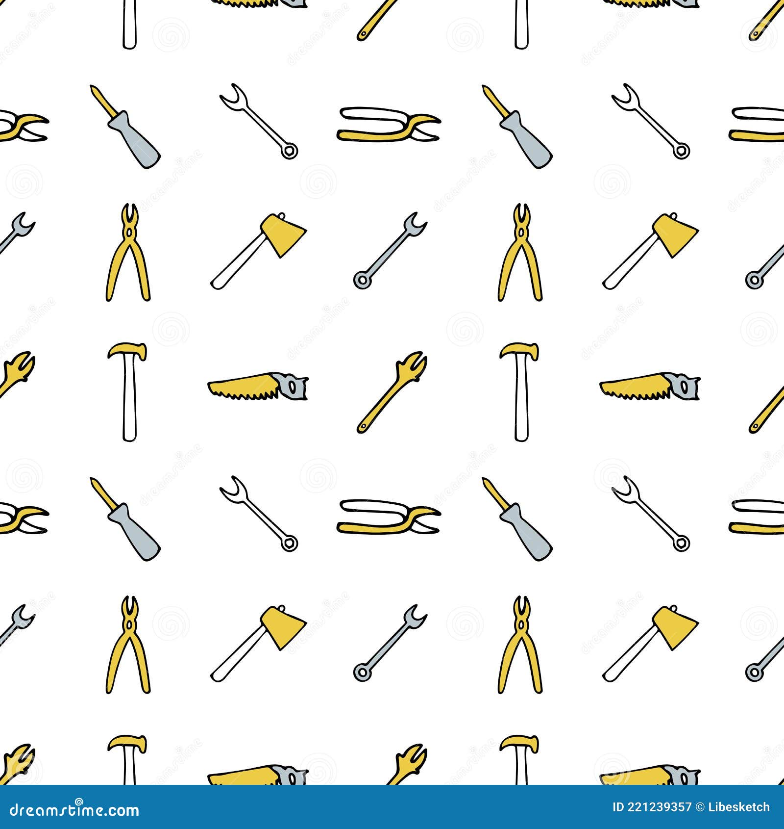 修复工具的无缝模式 螺丝刀斧钳锯锤可调扳手 向量例证 插画包括有灰色 要素 对象 凹道
