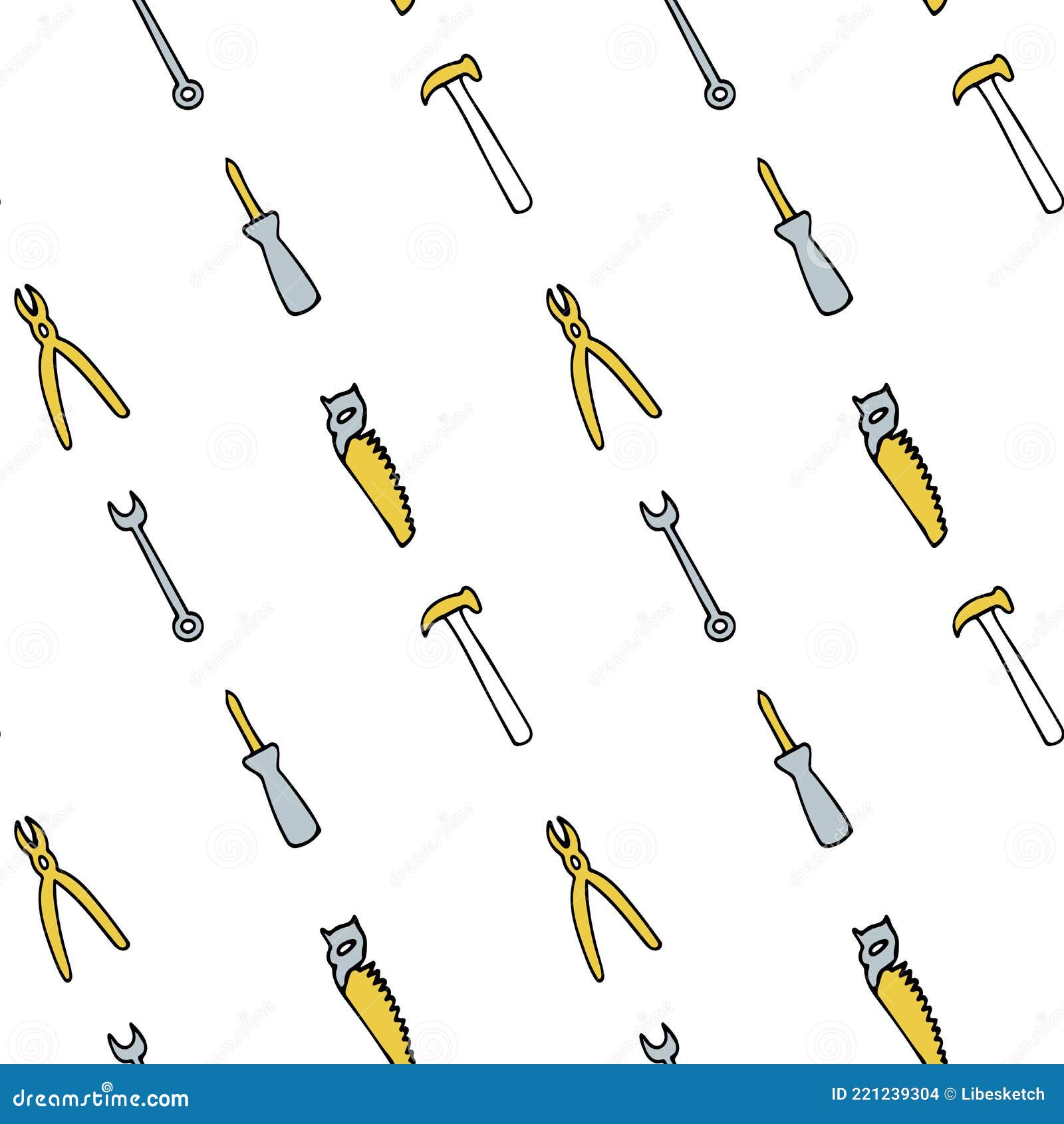 修复工具的无缝模式 螺丝刀锯锤可调扳手 向量例证 插画包括有维护 钳子 解决 锤子 模式