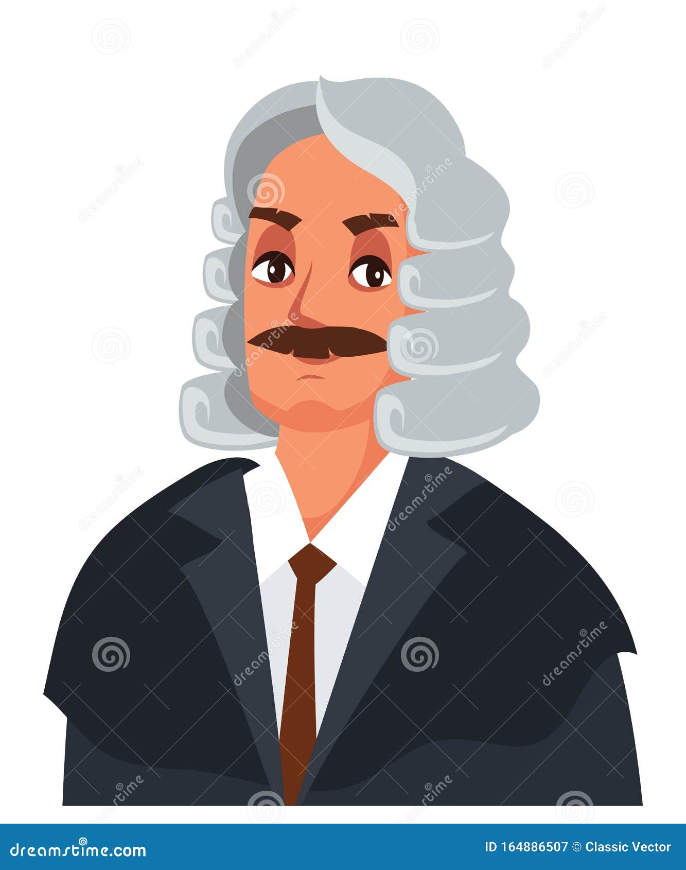假发法官和白色法官长袍画像向量例证 插画包括有法律 罪行 司法 平面 设计 有罪 动画片